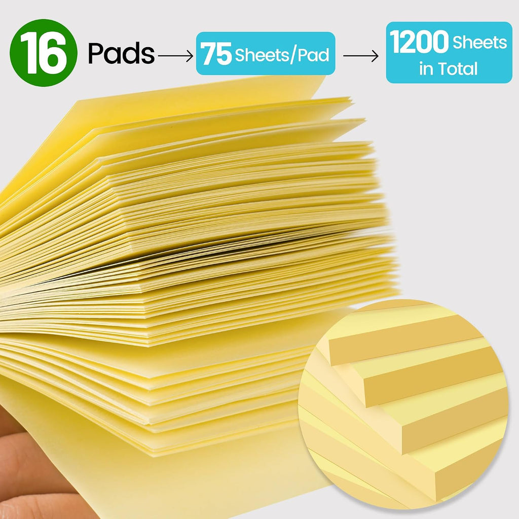 Haftnotizen Gelb 76×76 mm 16er Set 1200 Blatt Sticky Notes Buero Schule