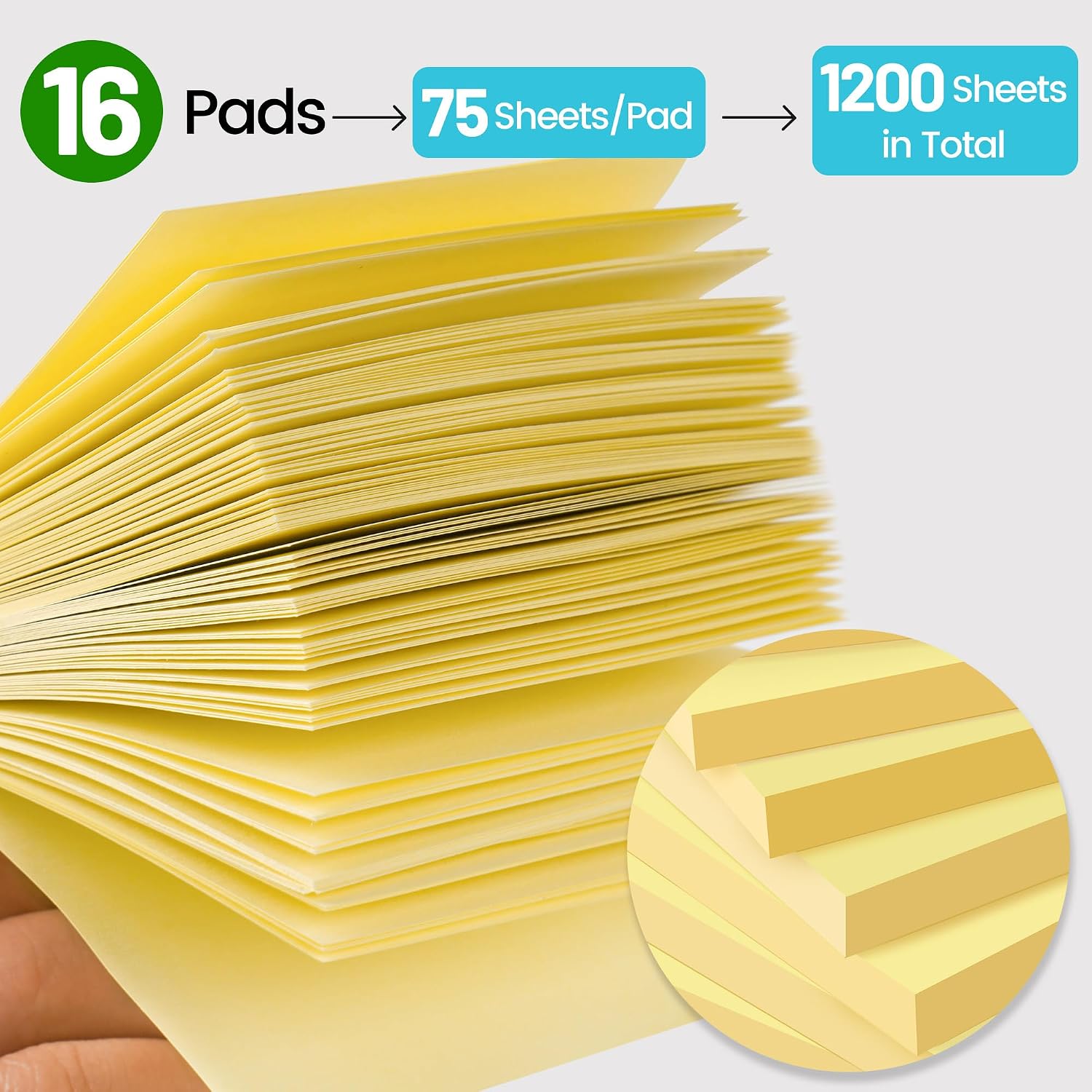 Haftnotizen Gelb 76×76 mm 16er Set 1200 Blatt Sticky Notes Buero Schule