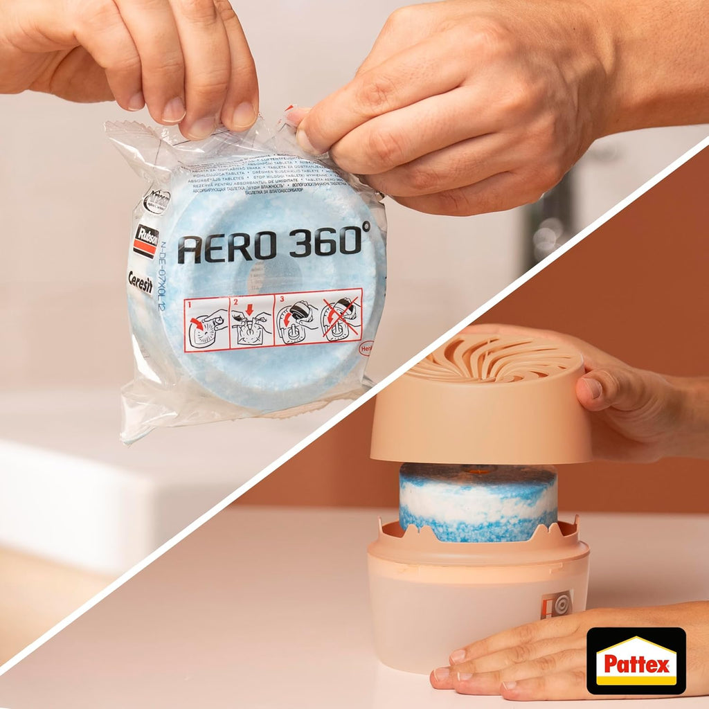 Pattex AERO 360° Luftentfeuchter Peach mit 1 Nachfuelltab Raumluftentfeuchter