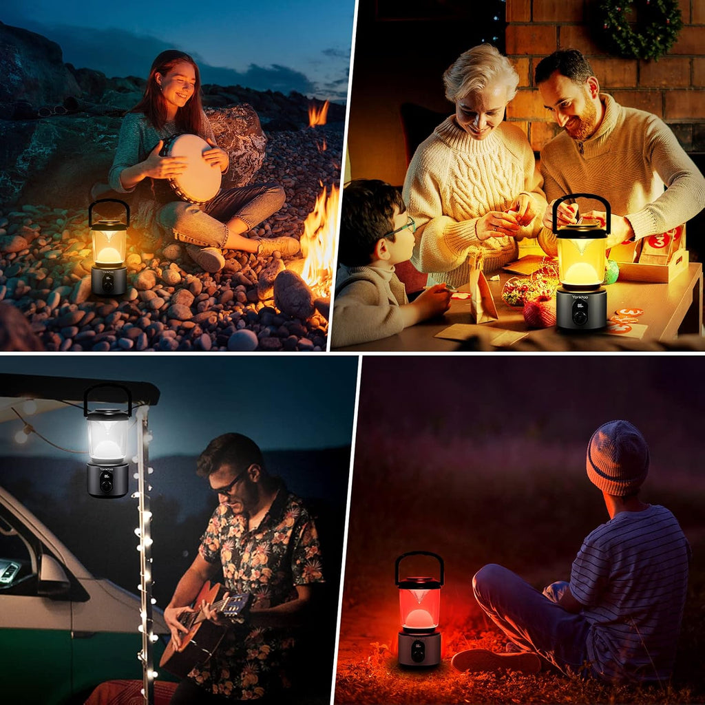 Yonktoo Campinglampe USB‑C 10400 mAh LED mit rotem Licht, LCD, IPX5
