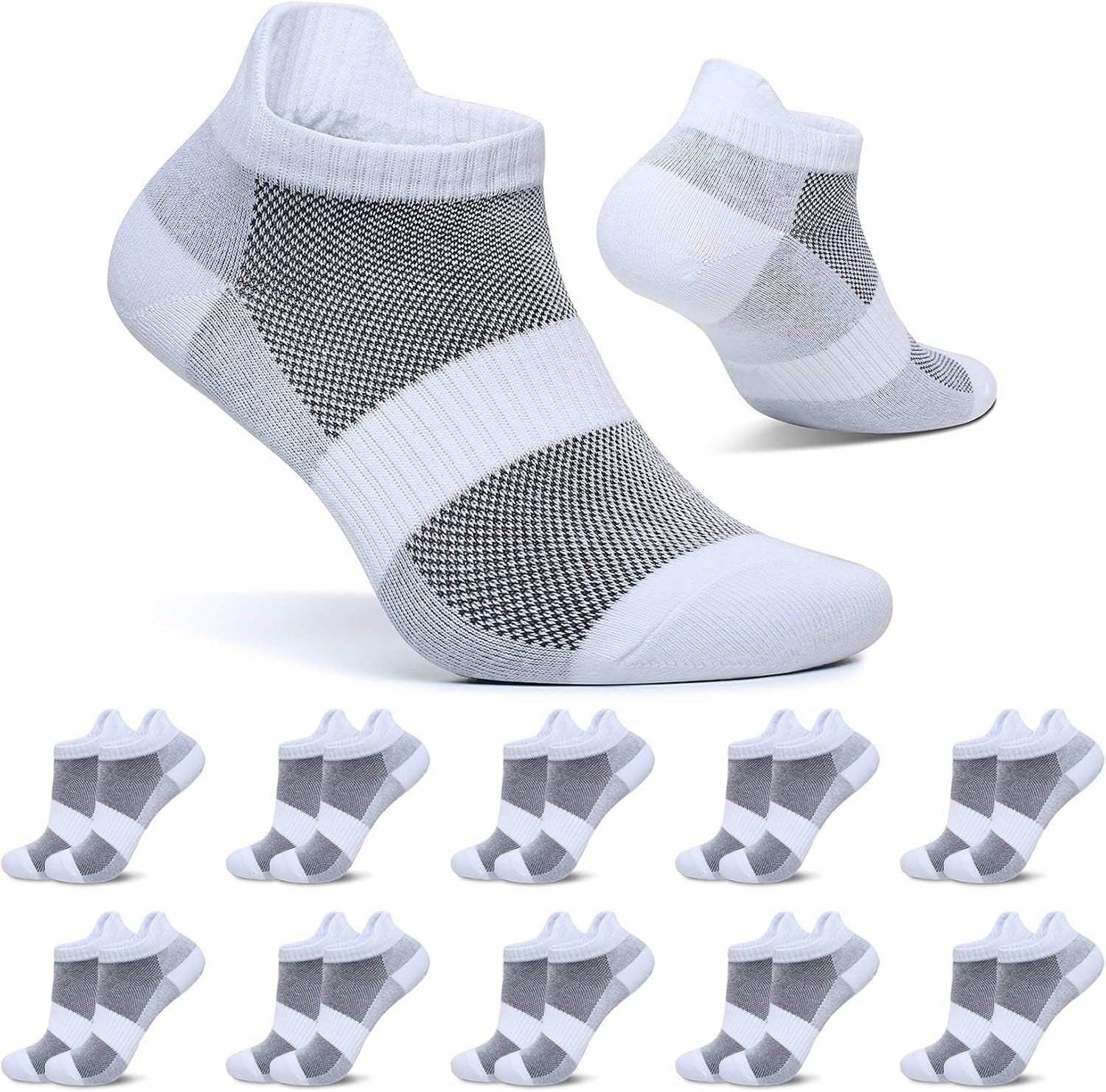 FALARY 10 Paar Sneaker Socken Baumwolle Herren Damen Kurz Sportsocken
