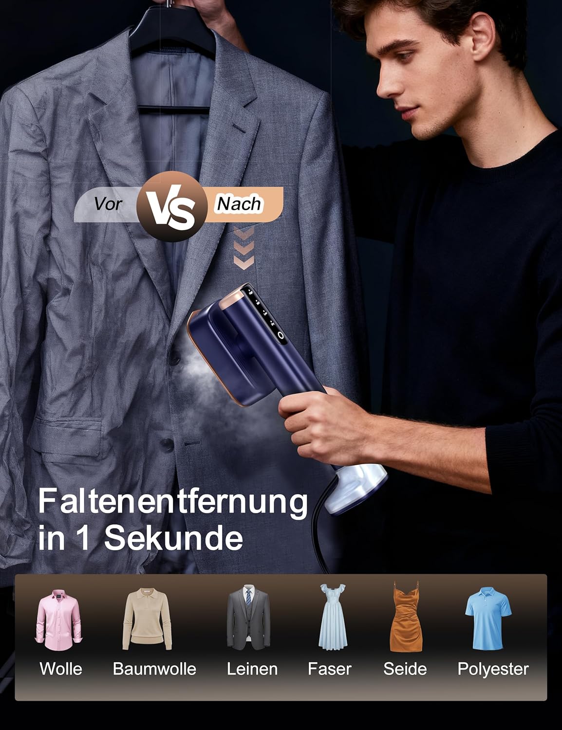 Sundu Reise-Dampfglaetter Dampfbuegeleisen /min LED-Display Schwarz