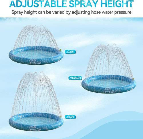 All for Paws Hundespielmatte mit Sprinkler 130cm-150cm Kuehlende Wassermatte