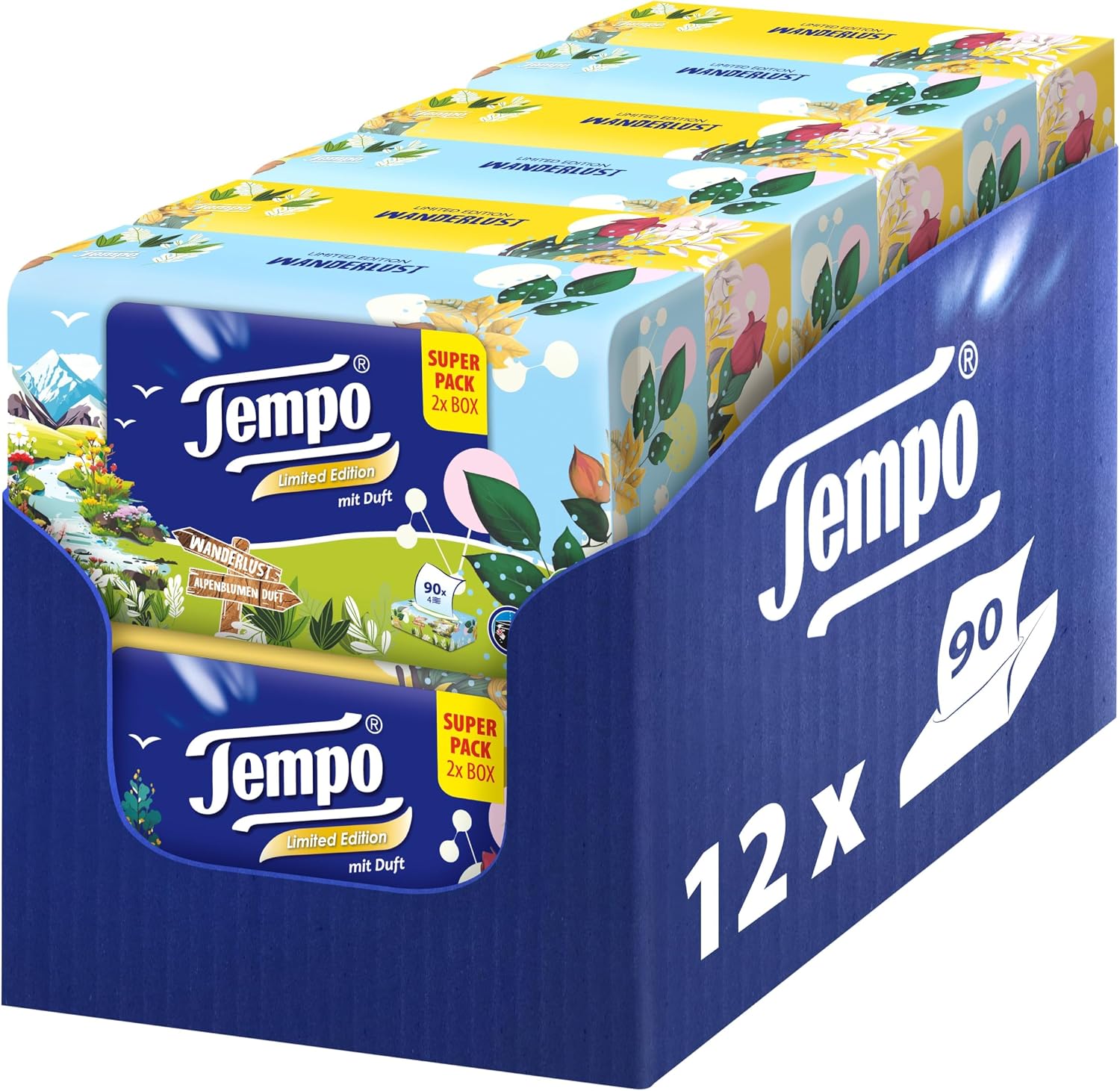 Tempo Duftbox Limited Edition 12 x 90 Tuecher samtig weich biologisch abbaubar