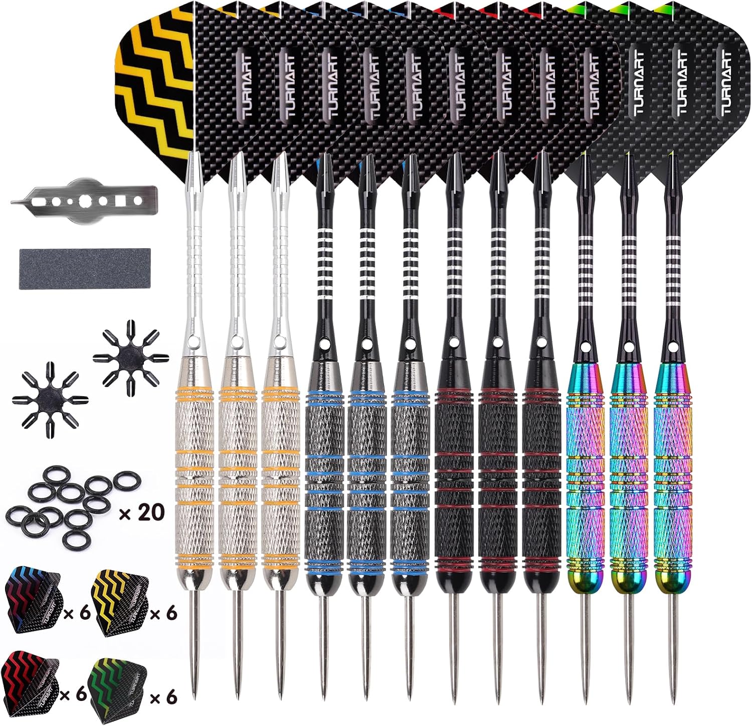 Turnart Steeldarts 12er Set Profi Dartpfeile Metallspitze