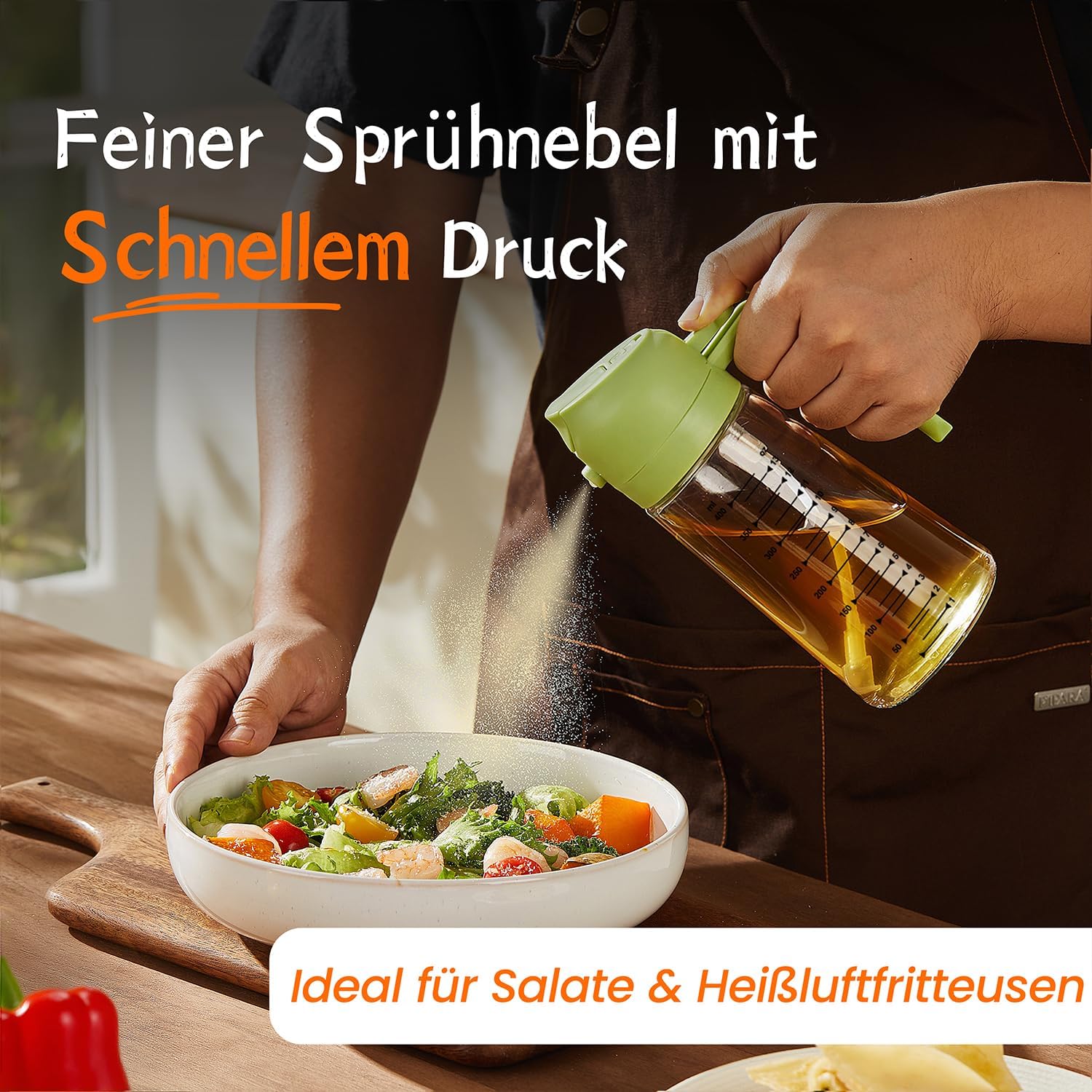 Oelsprueher lichtschuetzend Gruen 2-in-1 Oelspender und Spruehflasche