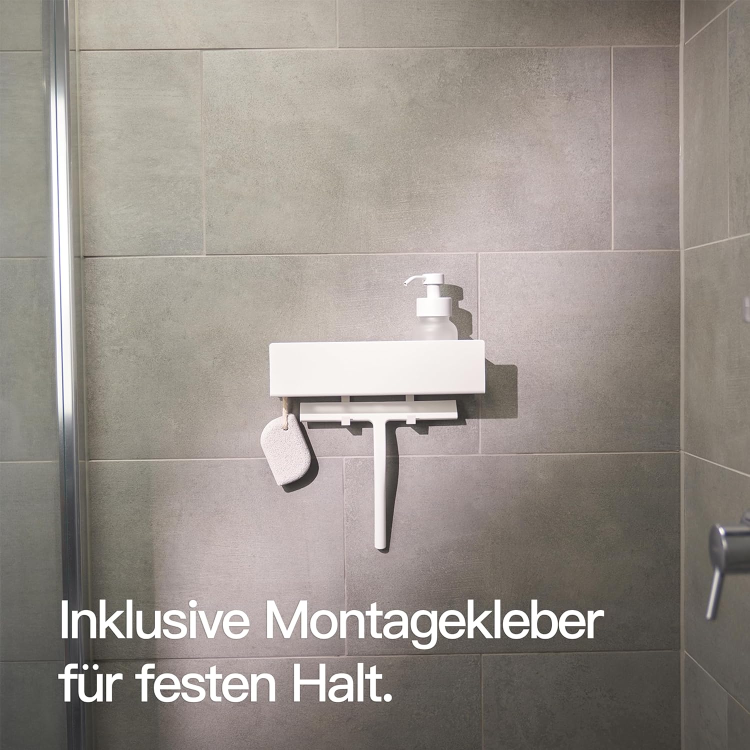 Duschablage selbstklebend 30cm-42cm Badregal ohne Bohren schwarz 42 cm