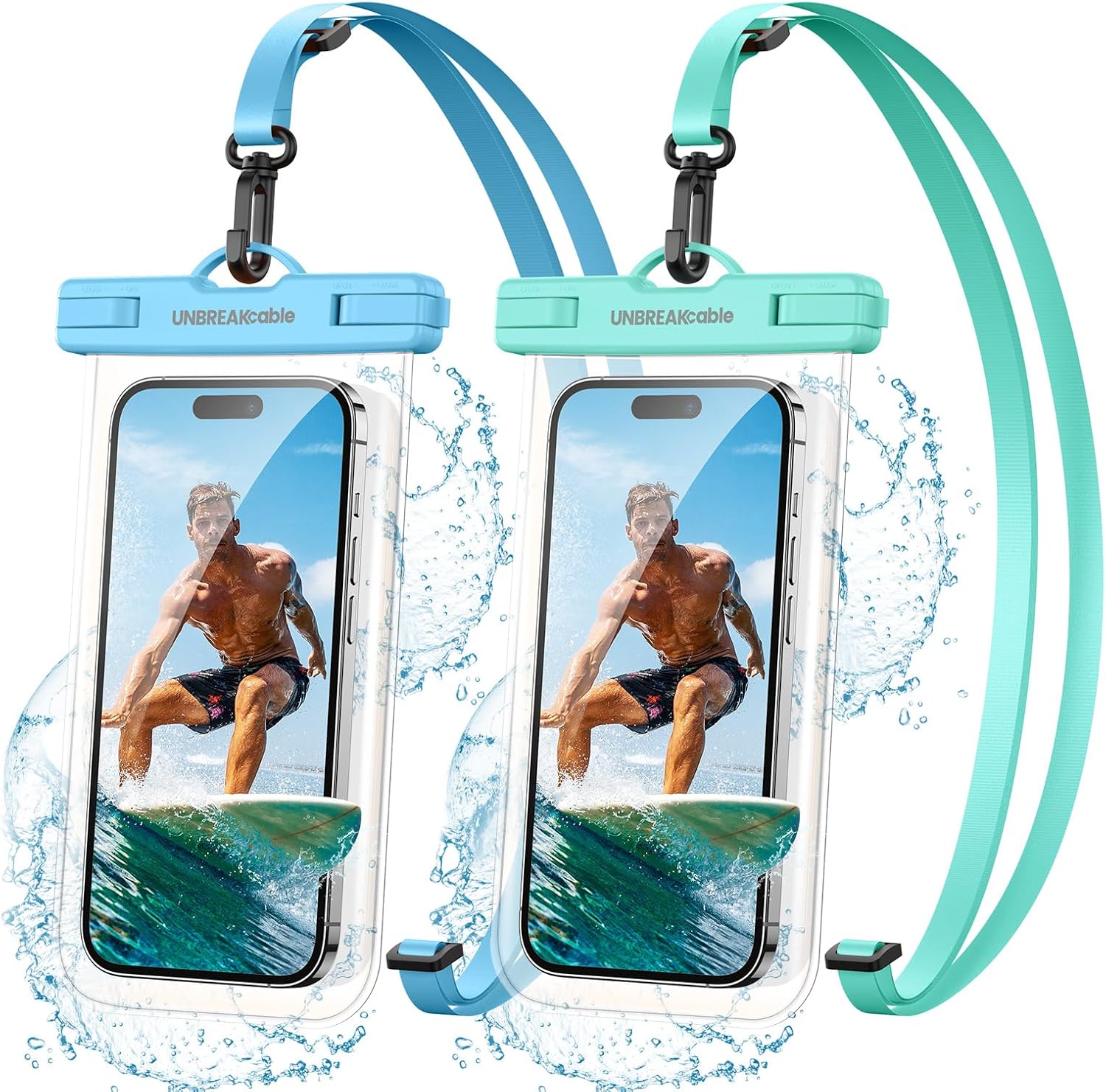 UNBREAKcable wasserdichte Handytasche 2er Set 7,0" IPX8 Universal Kristallklar