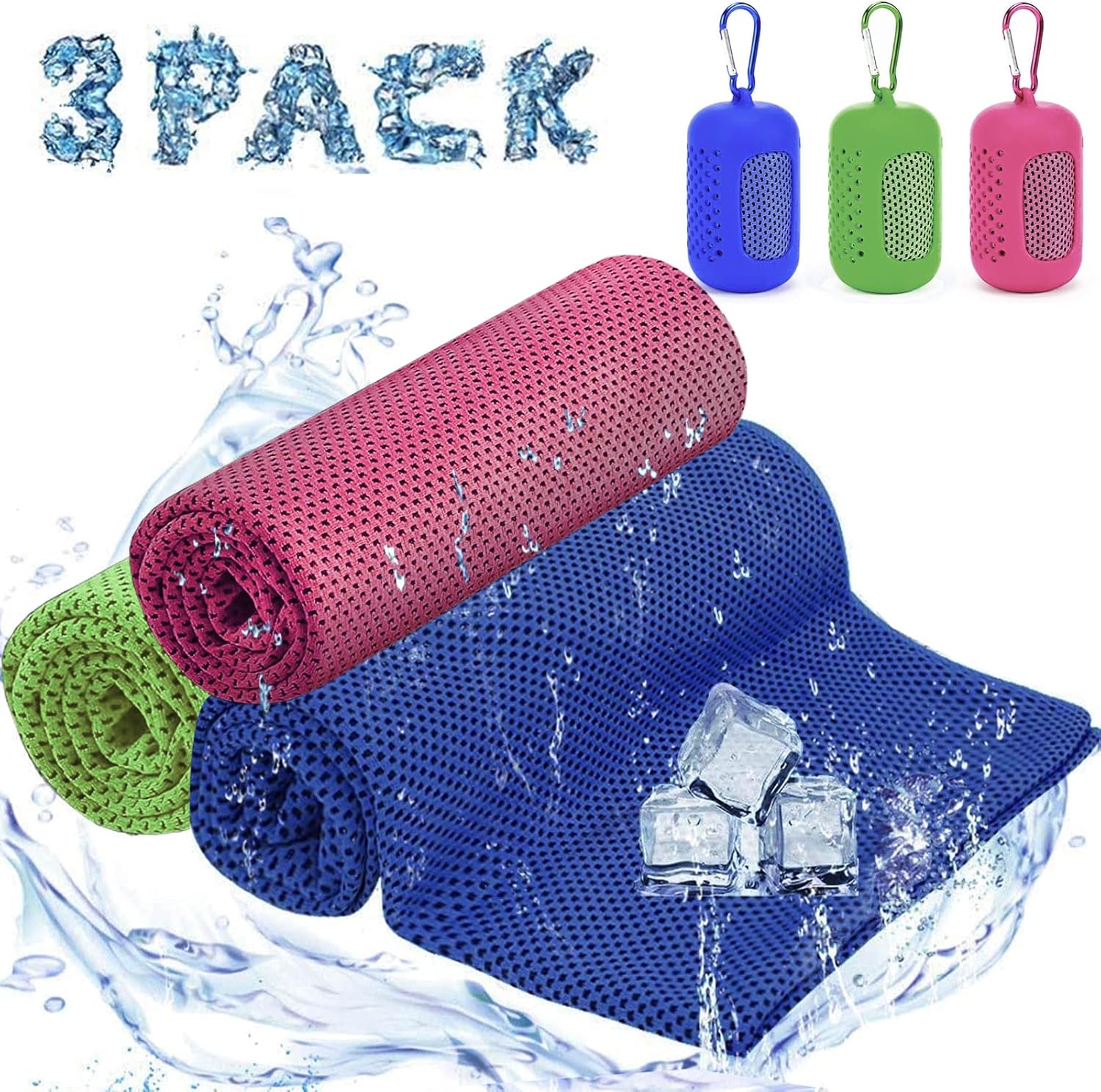 Ciskotu Kuehlhandtuch 3er Set Mikrofaser schnelltrocknend fuer Sport Yoga