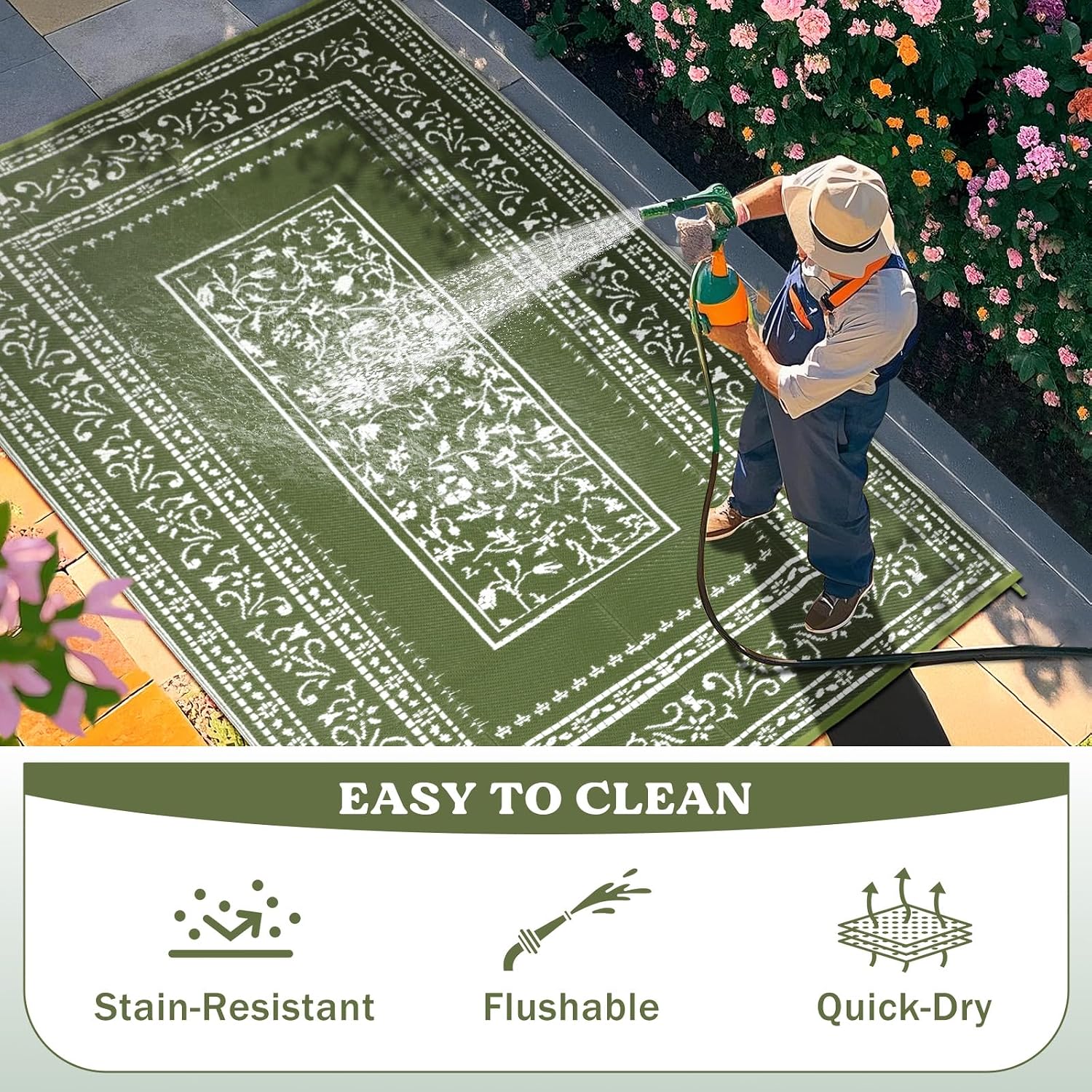 Outdoor Teppich blau 150 x 245 cm wetterfest wasserdicht UV-bestaendig 180cm-275c