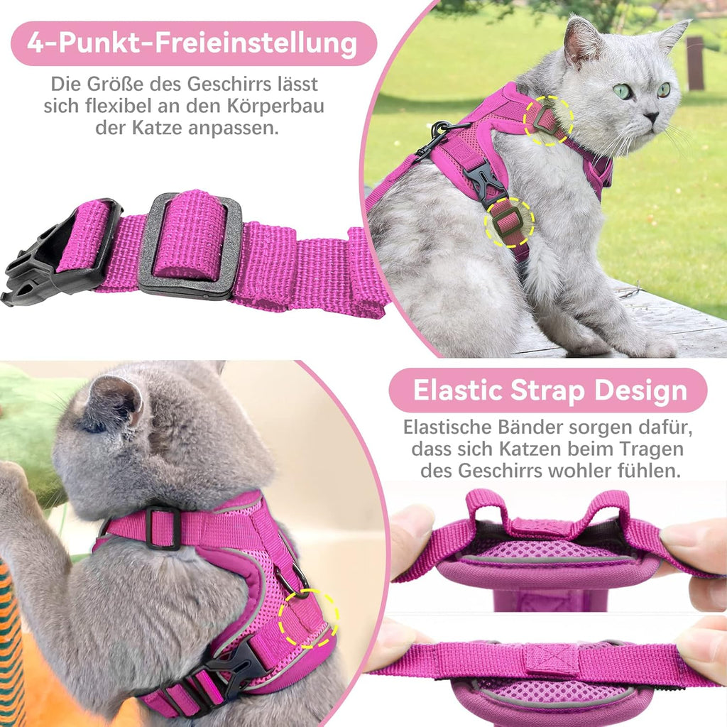 Katzengeschirr ausbruchsicher verstellbar mit Leine Gr. XS-L Blau