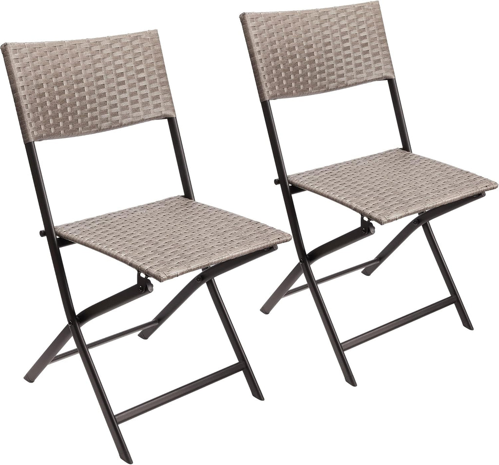 Brubaker Gartenstuhl 2er Set Toskana Klappstuhl Polyrattan Grau-Braun