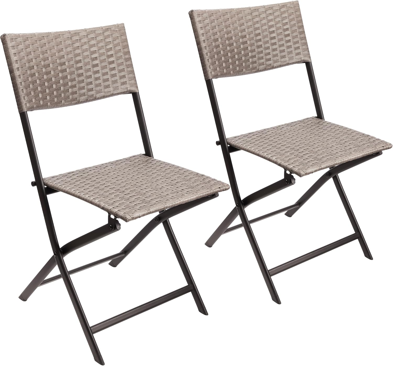 Brubaker Gartenstuhl 2er Set Toskana Klappstuhl Polyrattan Grau-Braun