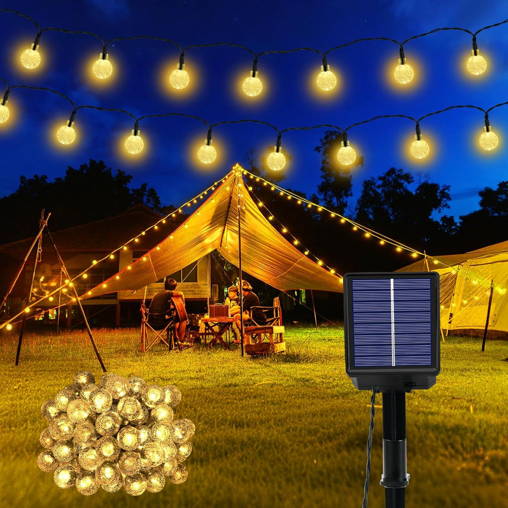 Solar Lichterkette 60 LED Warmweiss 3m+10,2m IP65 8 Modi fuer Garten Balkon