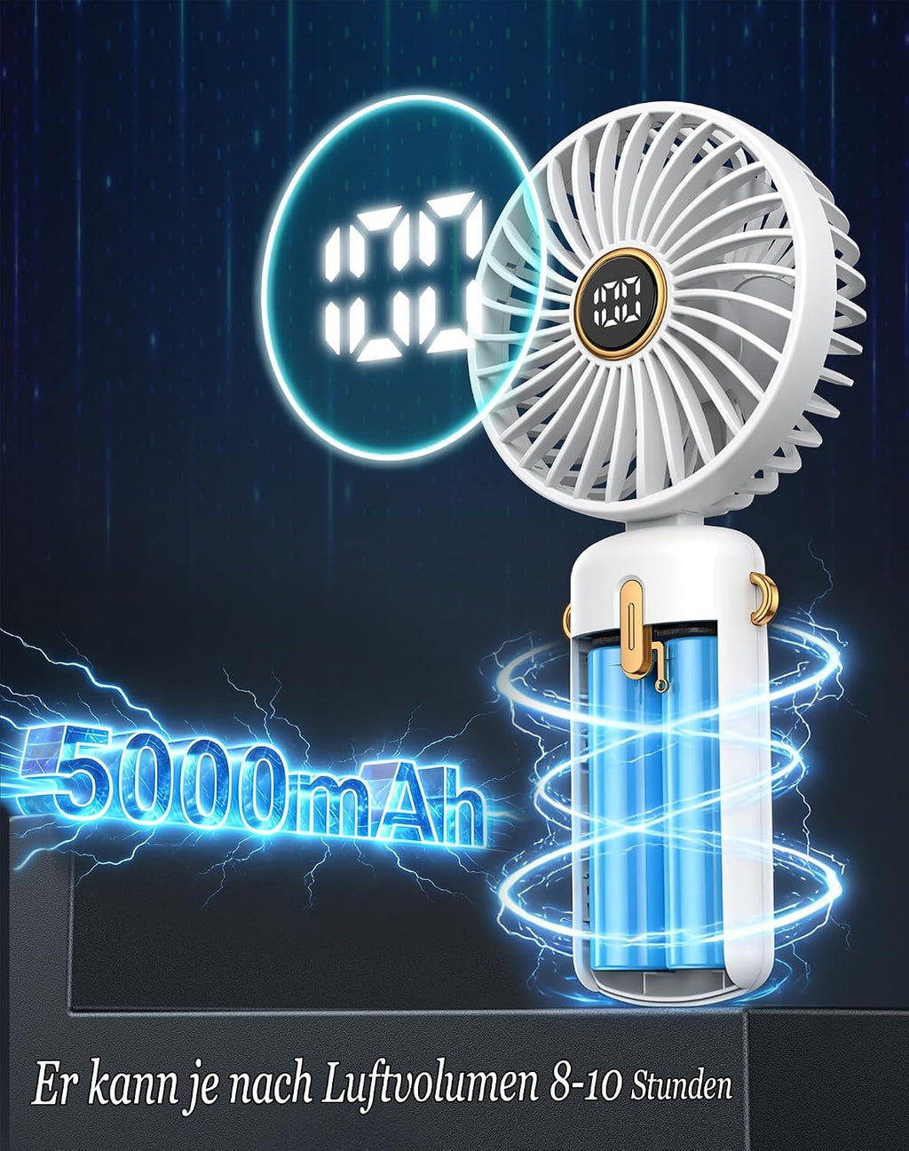 Mini Handventilator Akku USB leise tragbar Tischventilator klein fuer unterwegs