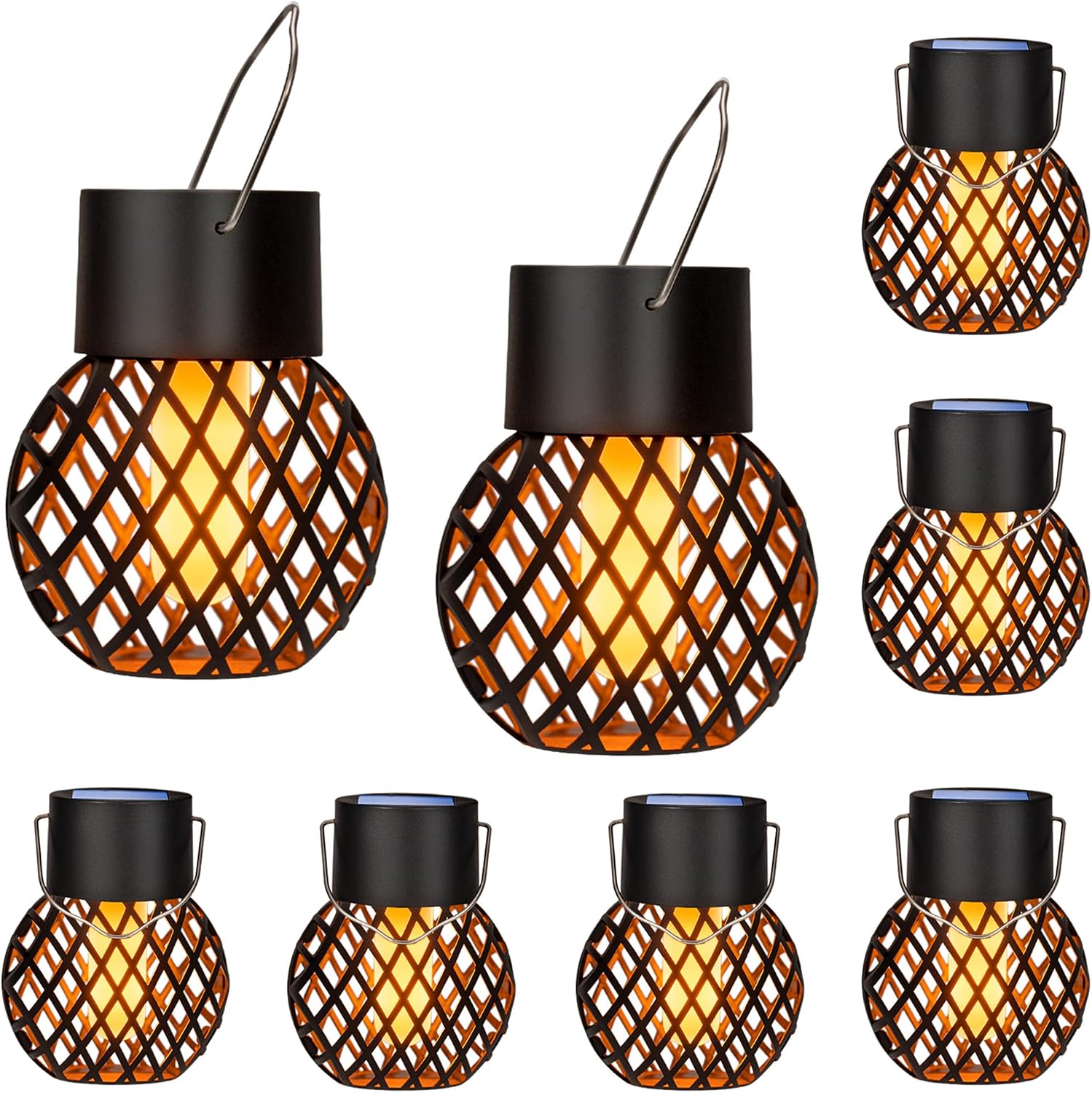 GIGALUMI Solar Haengeleuchte flackernde Flamme 8er Set wasserdicht fuer Aussen