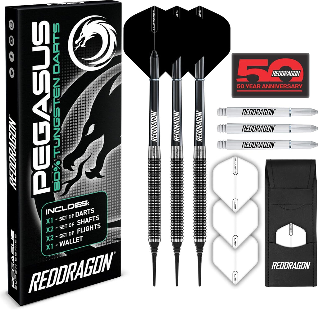 Red Dragon Pegasus Tungsten Softdarts oder Set mit Shafts Flights
