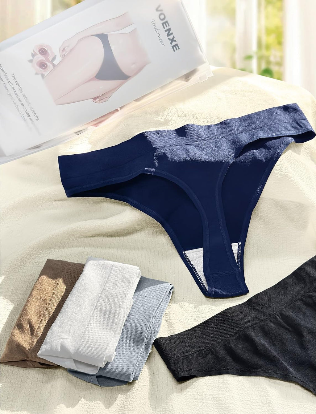 VOENXE nahtloser Damen String Tanga mit hohem Bund, unsichtbar, XS-XXL