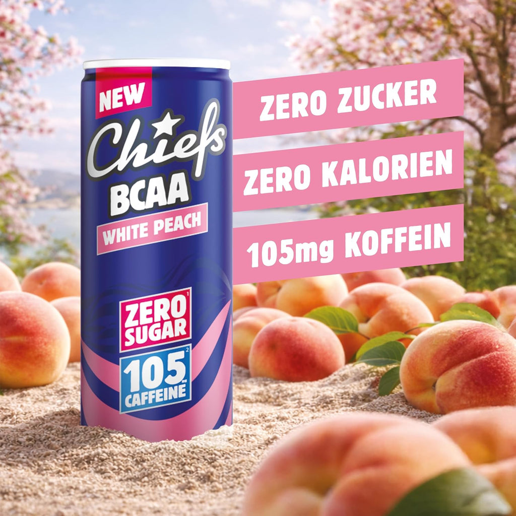 CHIEFS BCAA Energy Drink 24er pack - zuckerfrei - Energy Getraenk mit Koffein, Vi