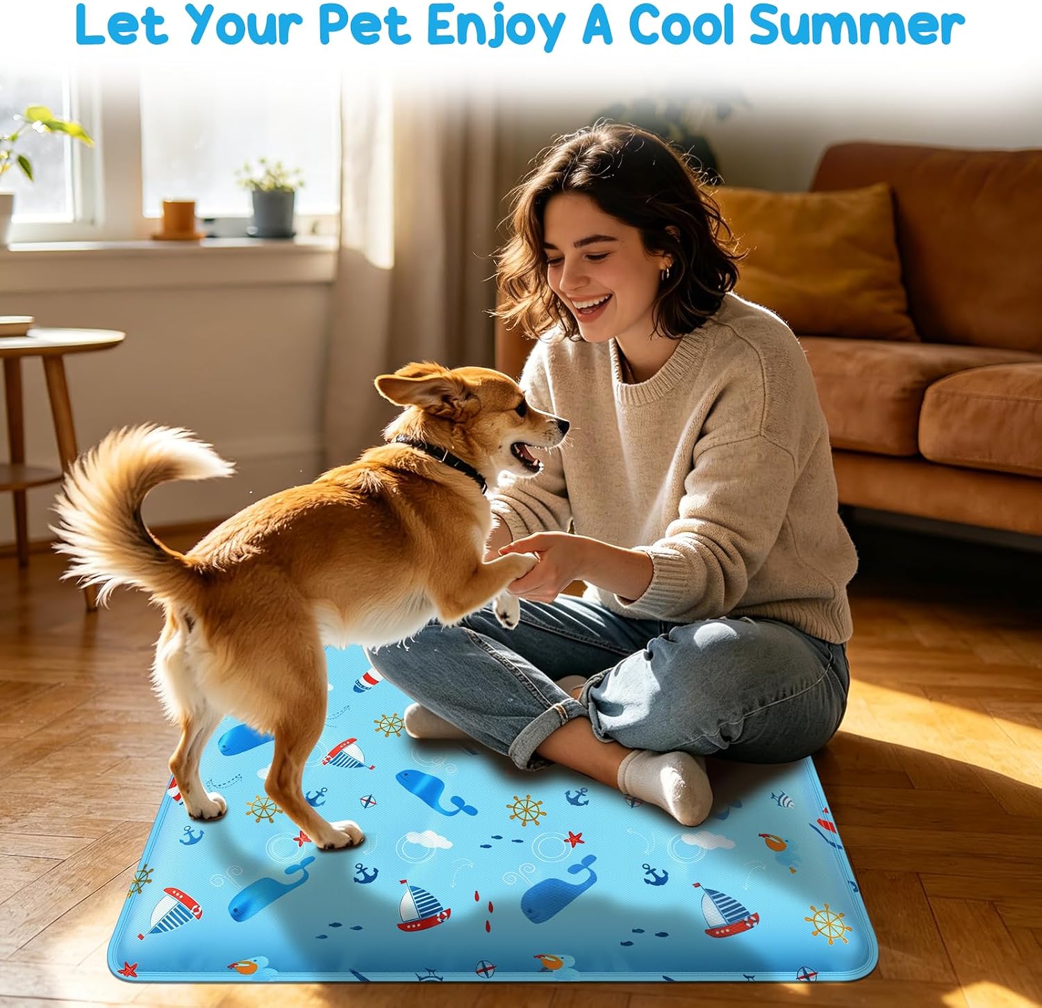 Selbstkuehlende Hundematte fuer Hunde und Katzen mit ungiftigem Gel, Kuehldecke