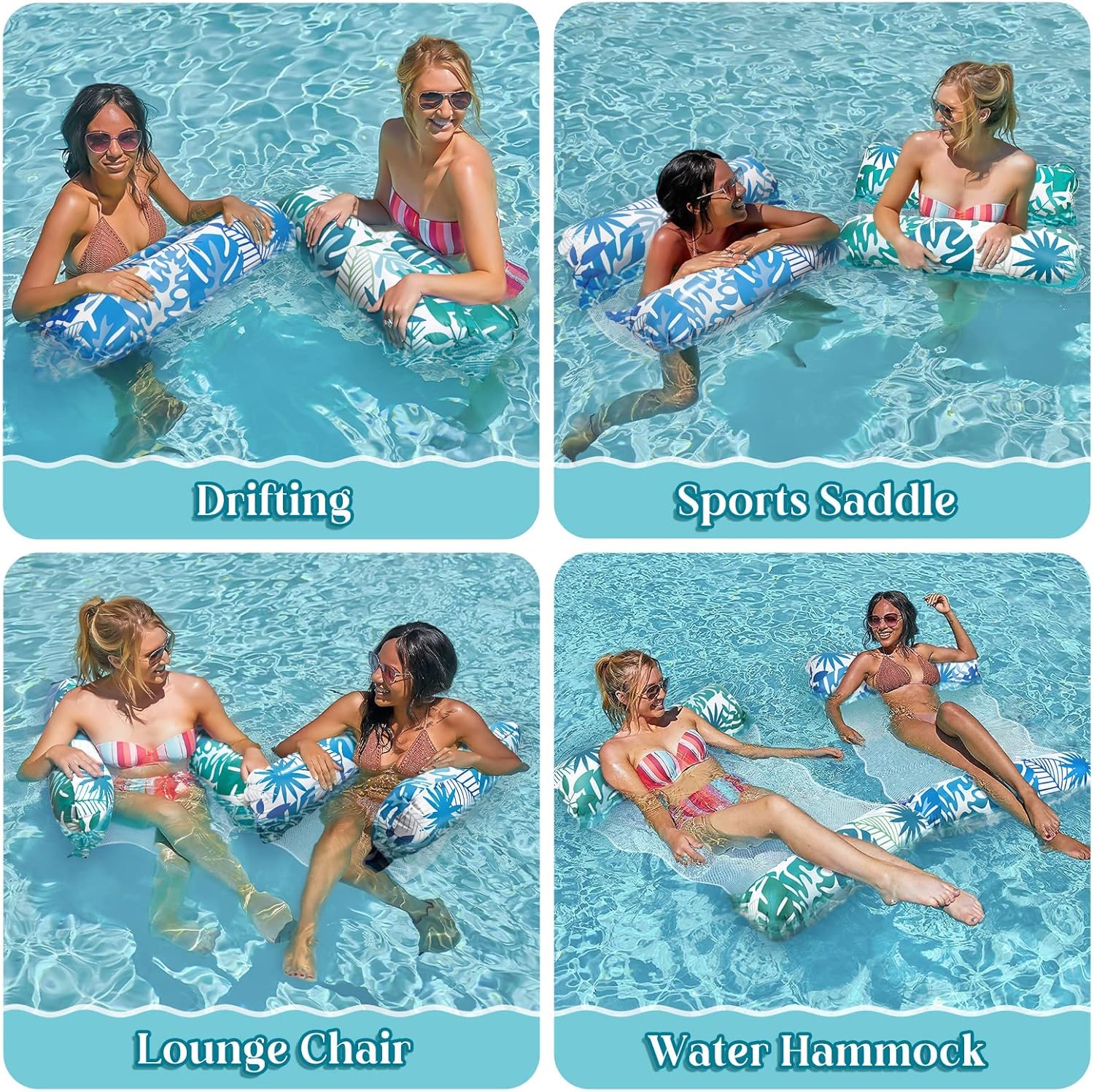 Elidepe XL Pool Luftmatratze 2er Set Wassersessel Wasserhaengematte 4-in-1