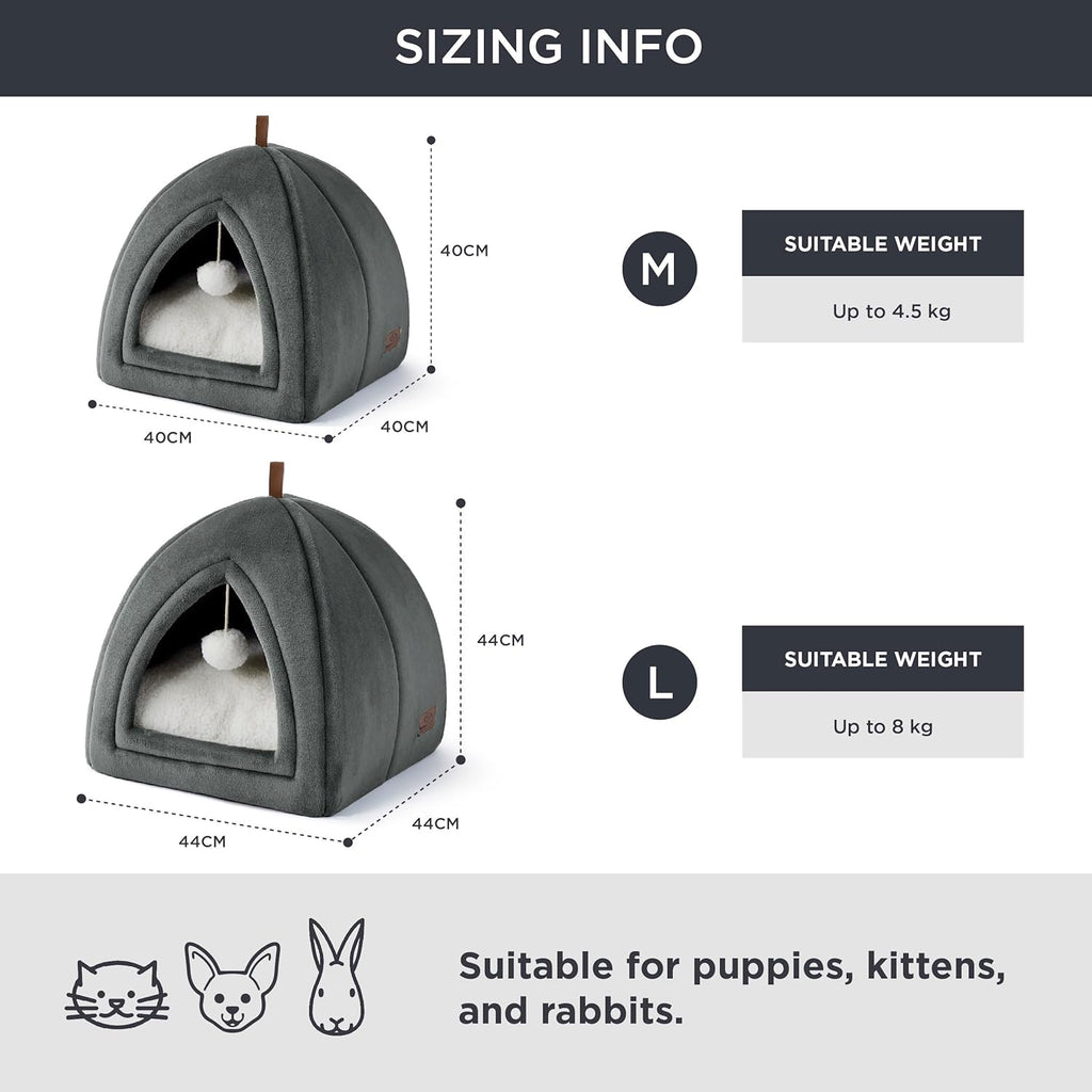 Katzenhoehle Katzenbett 40-44cm faltbar mit waschbarem Kissen