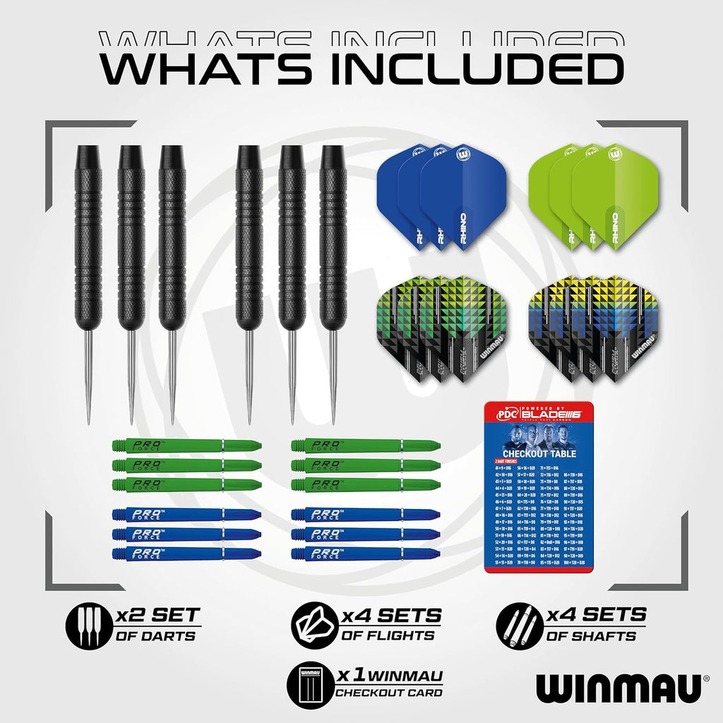 Winmau Cadet Twinset Steeldarts 19 g Set mit Flights und Schaeften