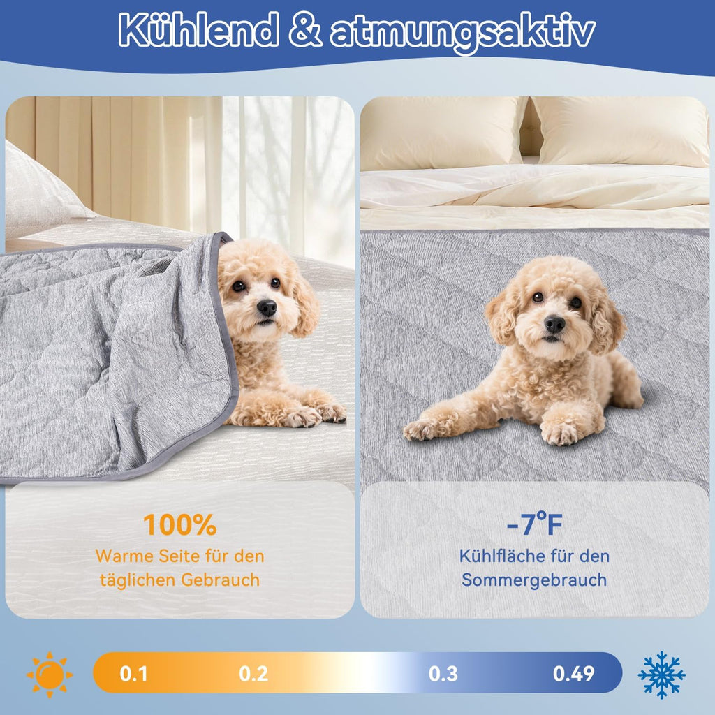 MH MYLUNE HOME Kuehlende Hundedecke 101x152 cm, ultraweich, waschbar, wendbar