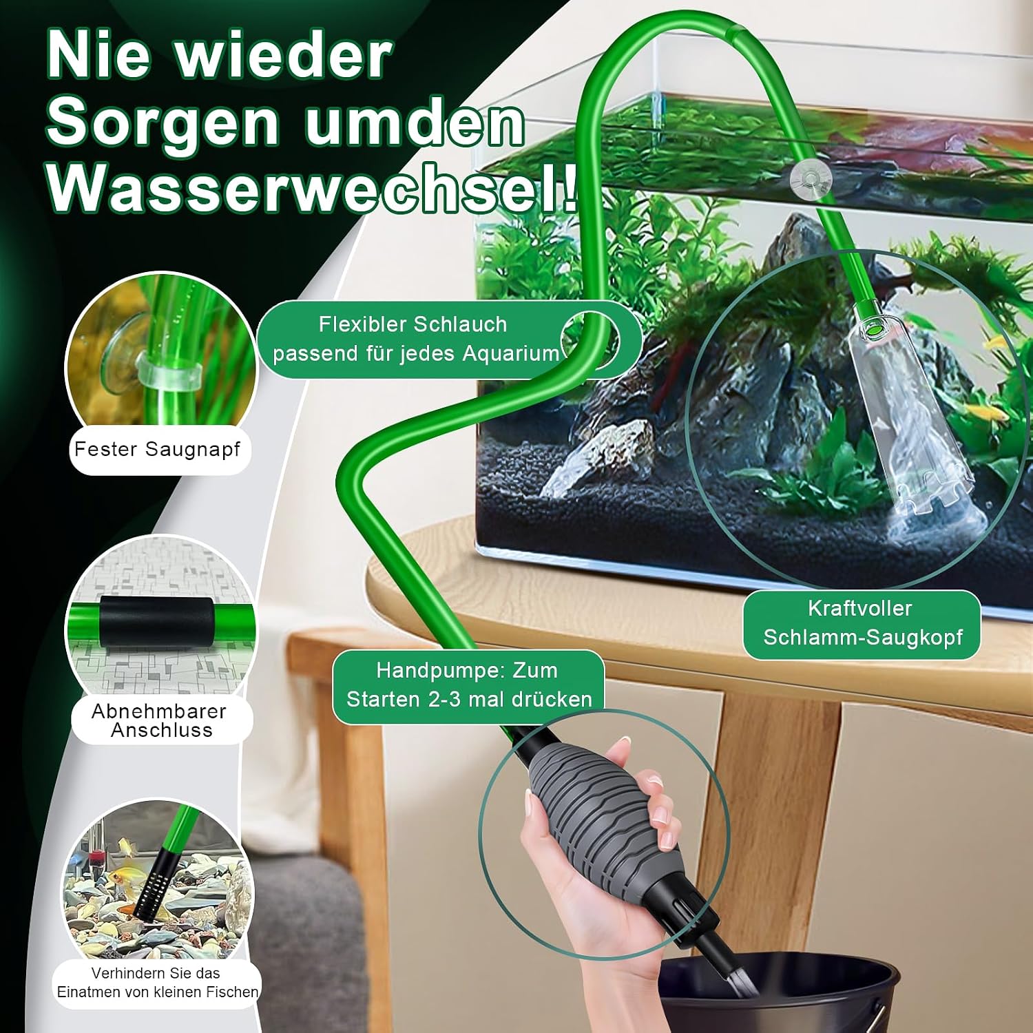 Boxtech Aquarium Reiniger Wasserwechsel Kiesfilter Sandreiniger Pumpe