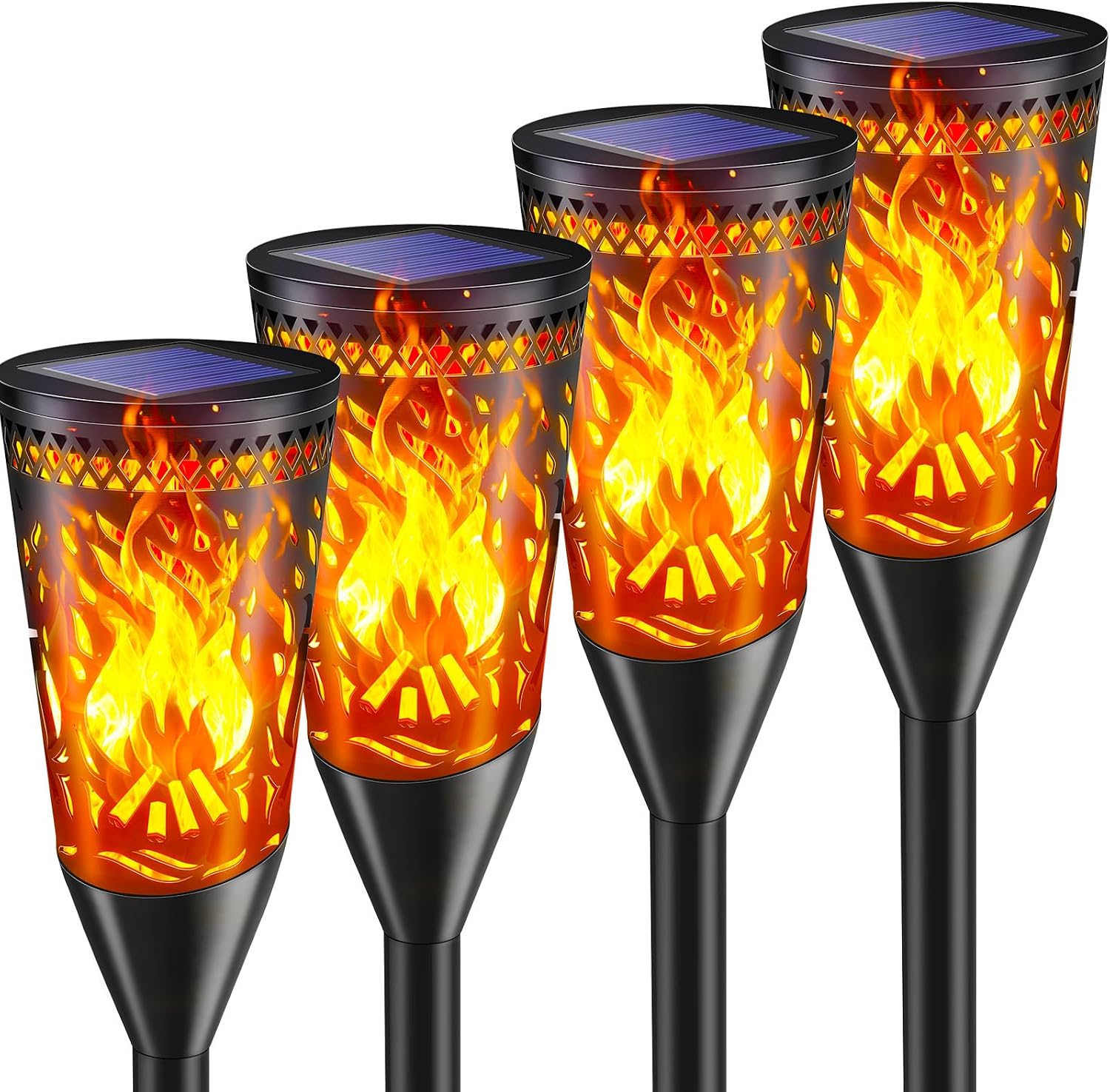 FIFlying Solar Gartenfackeln 6er Set mit Flammeneffekt, IP65, 2 Modi
