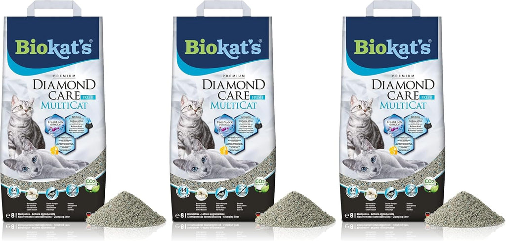 Katzenstreu Biokat's Diamond Care MultiCat 1er-3er Pack verschiedene Sorten