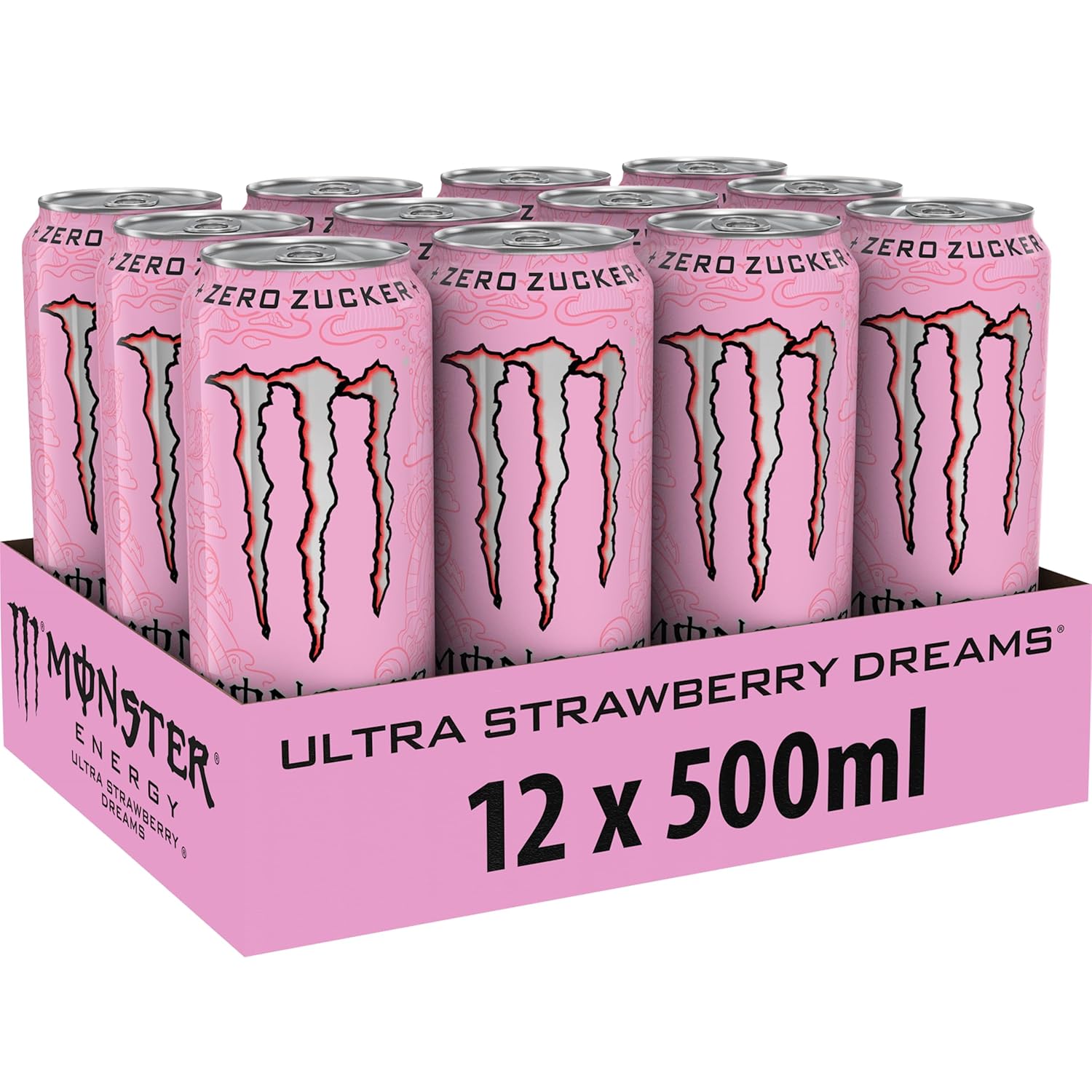 Monster Energy Ultra Strawberry Dreams - koffeinhaltiger Energy-Drink mit suesslic
