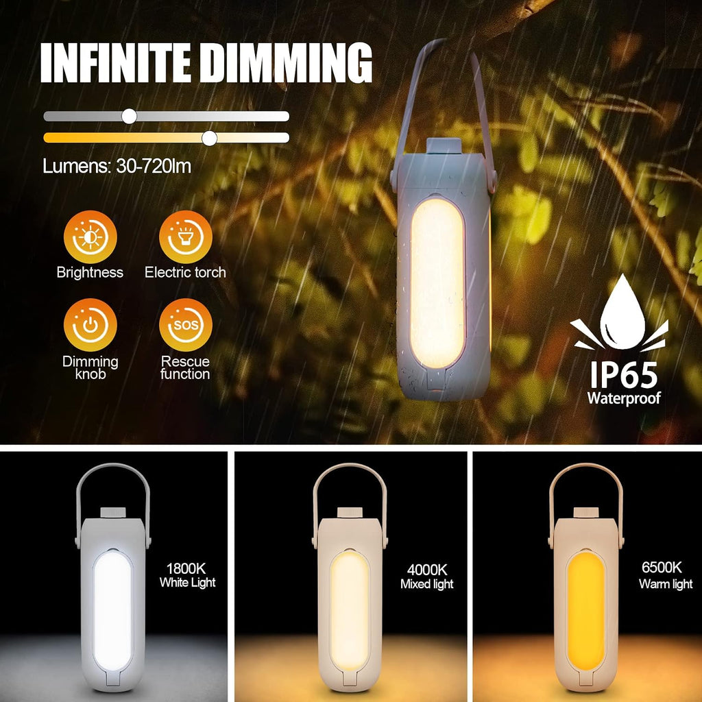 LED Campinglampe 10000 mAh Akku kabellos dimmbar 3 Leuchtmodi schwarz