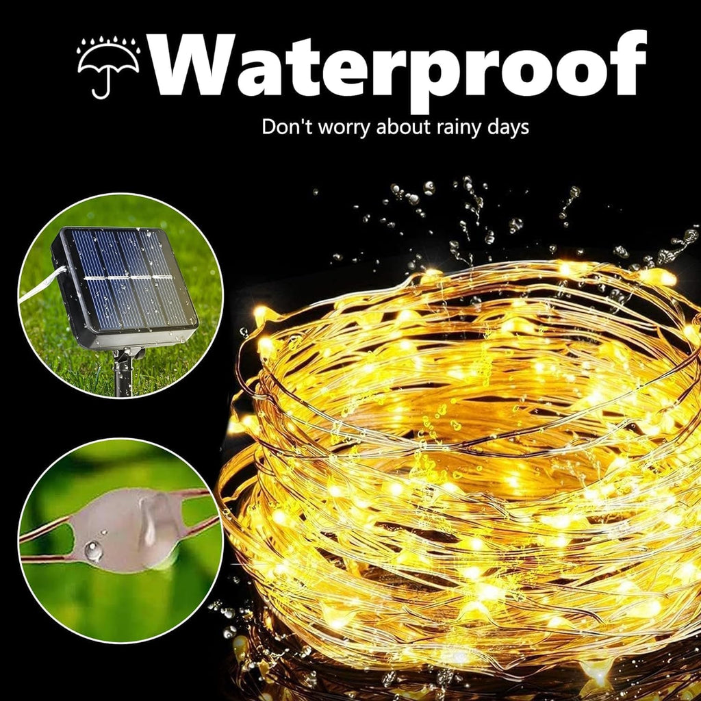 Joomer Solar Lichterkette 2er Set 12 m 120 LED Kupferdraht warmweiss, 8 Modi, was