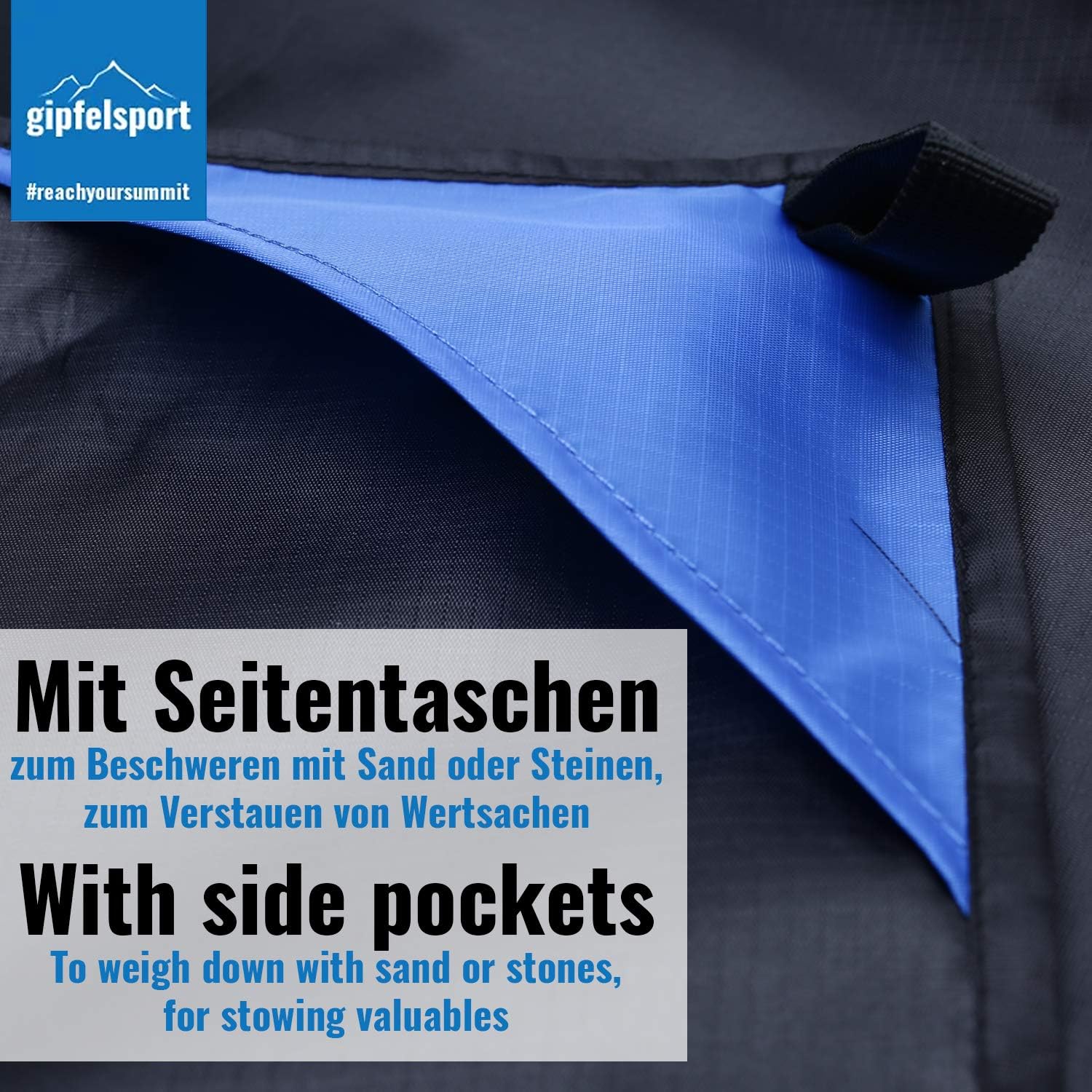 gipfelsport Picknickdecke 200x140 cm wasserdicht sandfrei stranddecke grau