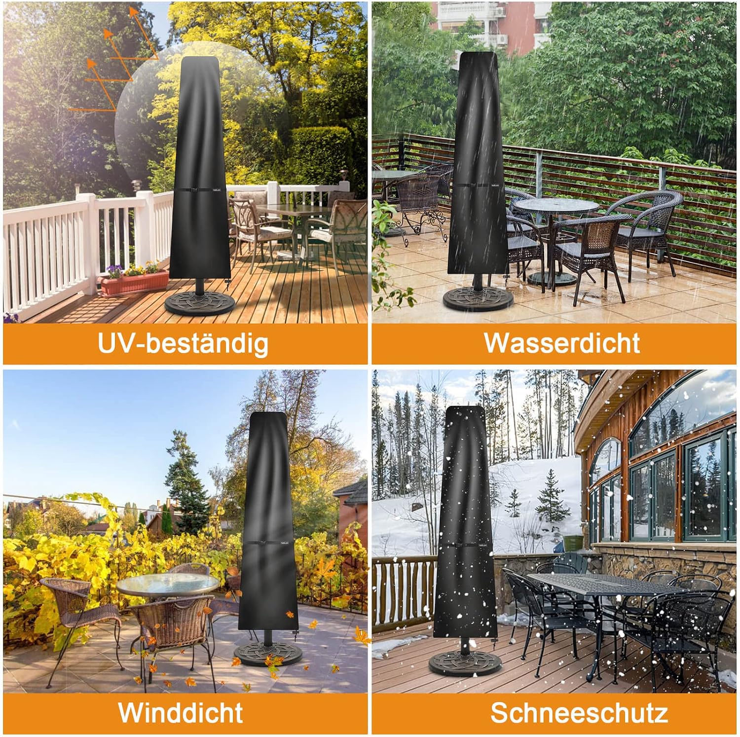 Tavaler Sonnenschirmhuelle 196x30/50 cm 420D Oxford wasser- und winddicht 27cm-57
