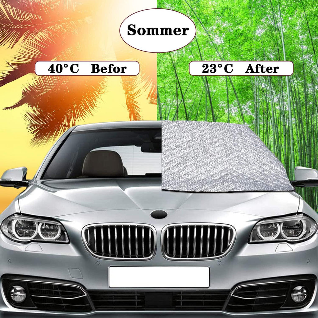 KEELYY Frontscheibenabdeckung Auto 150x100 cm Winter Frost- und Sonnenschutz