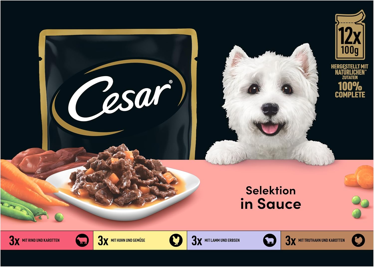 Cesar Hundenassfutter Selektion in Sauce 48x100g (4x12)