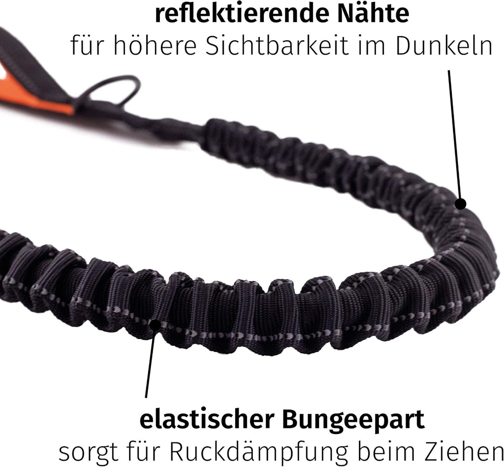 Floxik reflektierende Hundeleine verstellbar 100cm-150cm Kurzführer schwarz