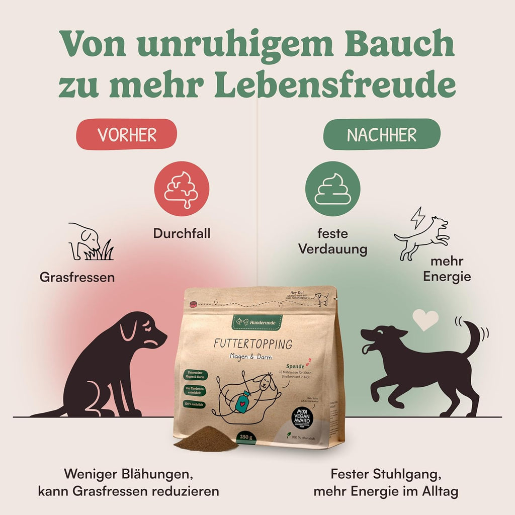 Futtertopping Magen und Darm 250g mit Praebiotika fuer Hunde verschiedene Sorten