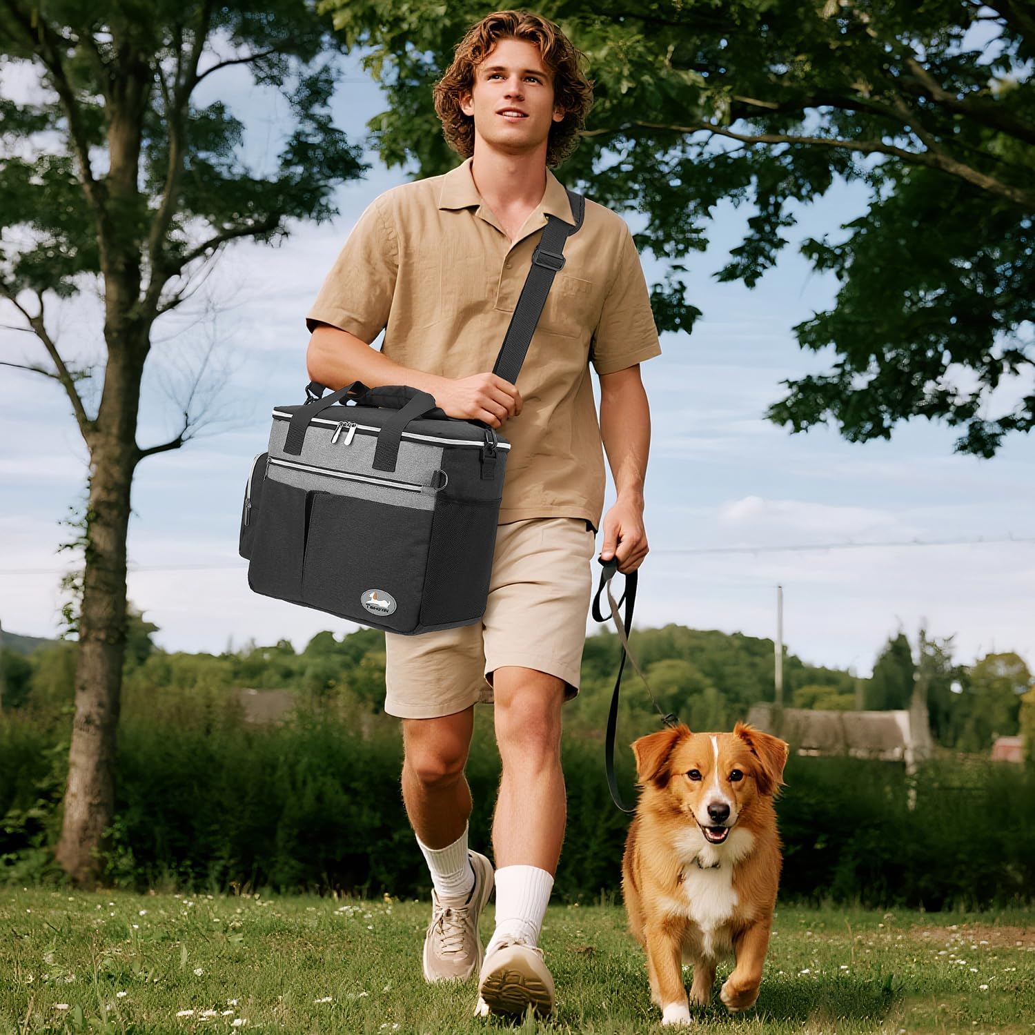 Hundetragetasche Reisetasche Flugzeug geeignet mit 2 Futtertaschen, 2 Napf, Fuett