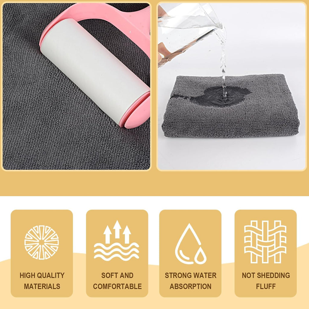 KinHwa Mikrofaser Handtuch 2er Pack 40x70 cm Grau hochsaugfaehig 70cm-100cm