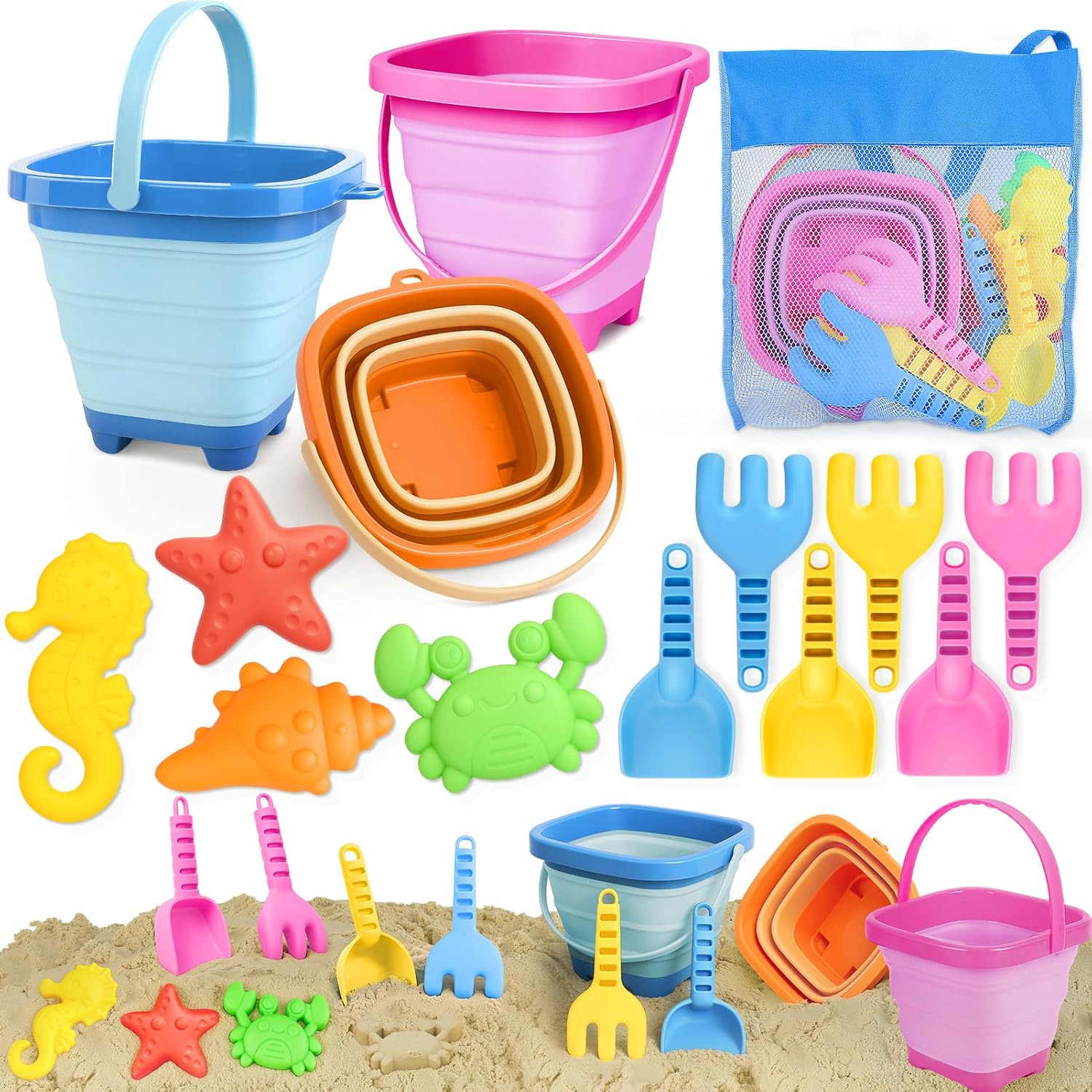 Sandspielzeug Set 14-tlg. Kinder Strandspielzeug mit Eimer Foermchen Schaufel