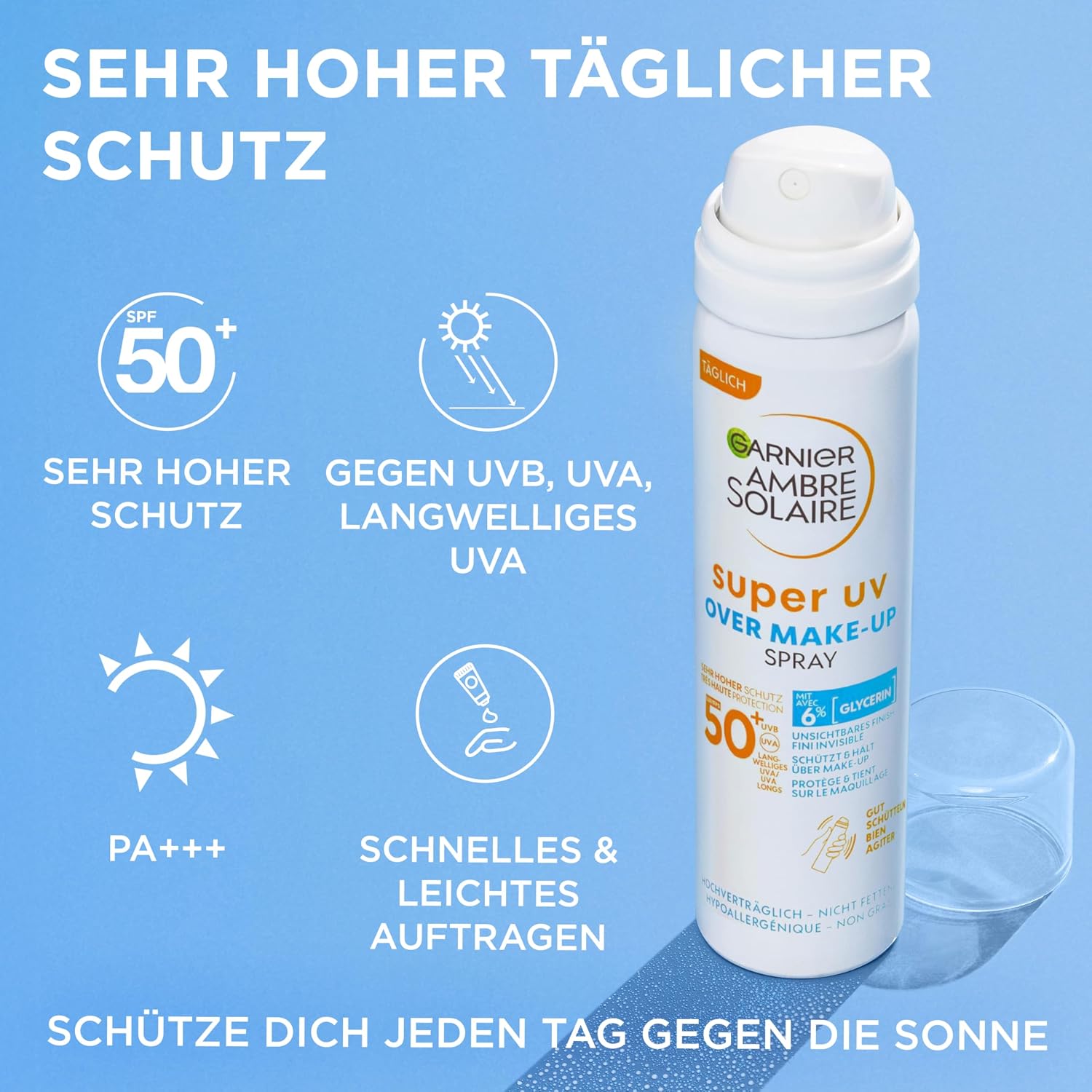 Garnier Ambre Solaire Sonnen-Spray LSF 50+ Gesicht mit Hyaluronsaeure 75ml