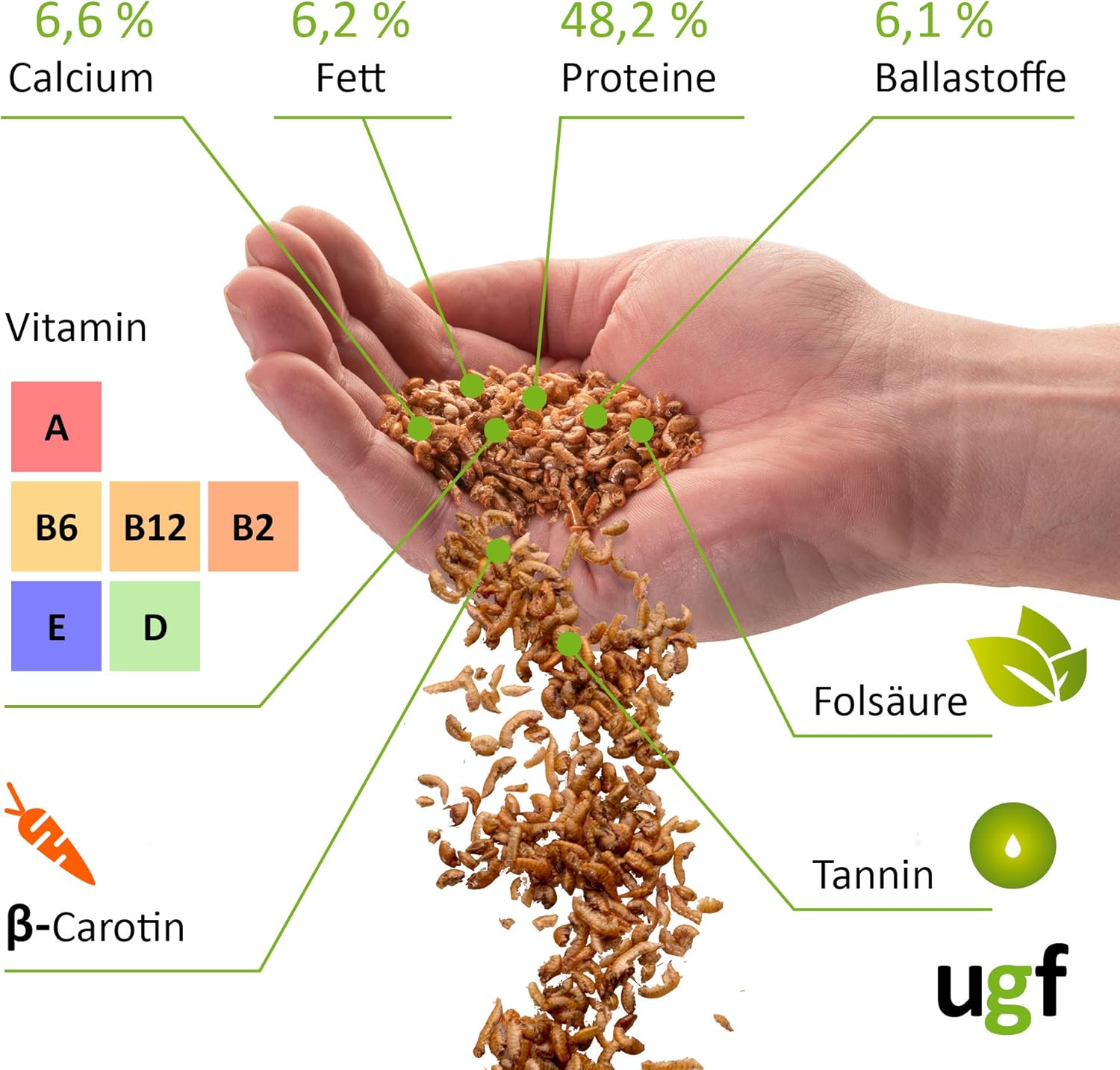 UGF Gammarus Bachflohkrebse getrocknet 318 g im 3 L Eimer - Futter fuer Schildkroe