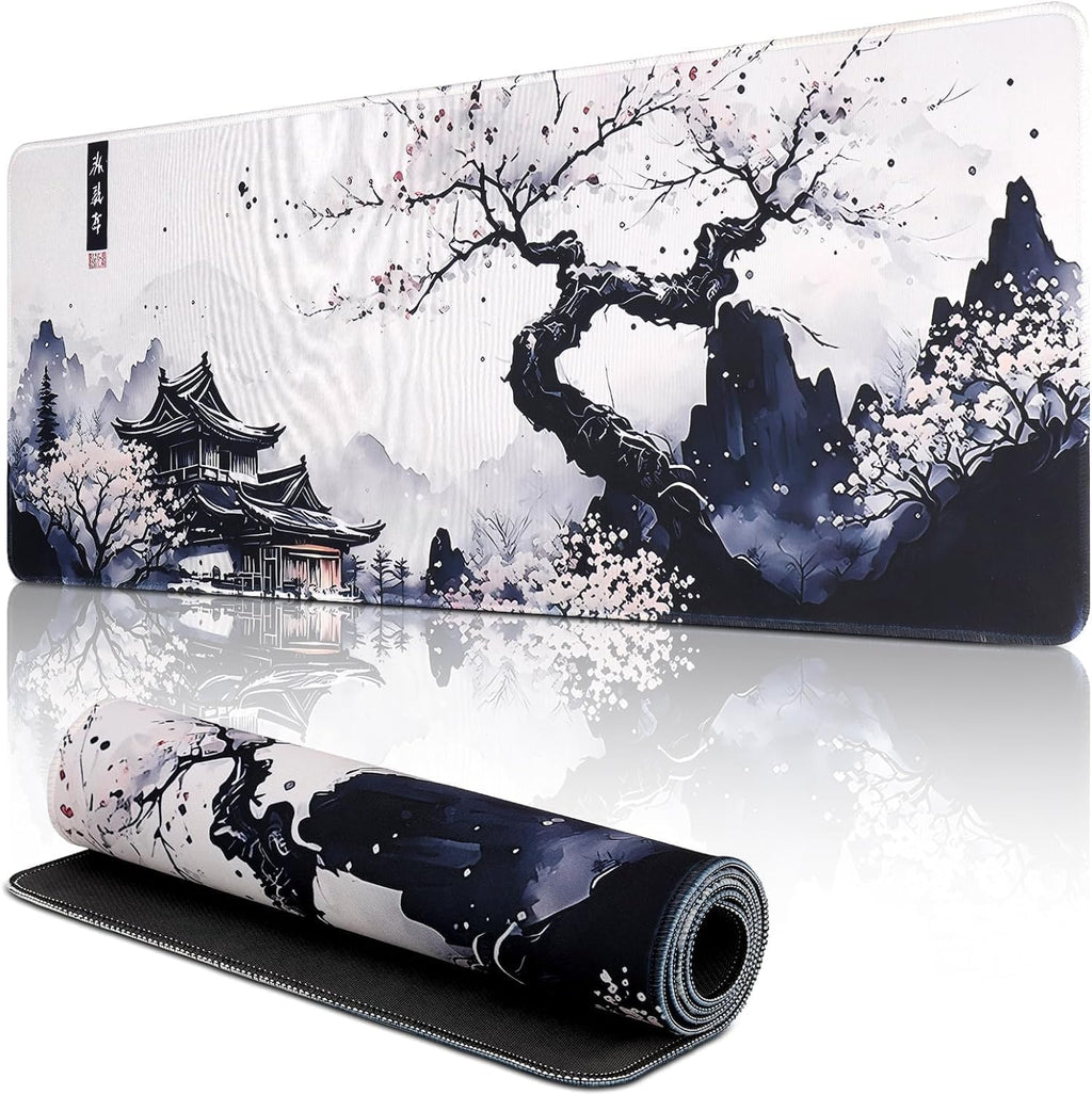 Gaming Mauspad Kirschbluete Weiss gross rutschfest Schreibtisch Matte