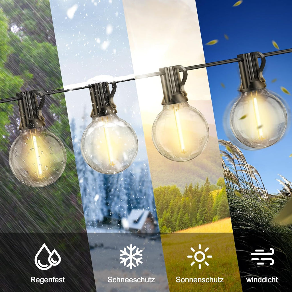 LED Lichterkette Aussen 30 m wetterfest dimmbar mit Fernbedienung 15m-45m