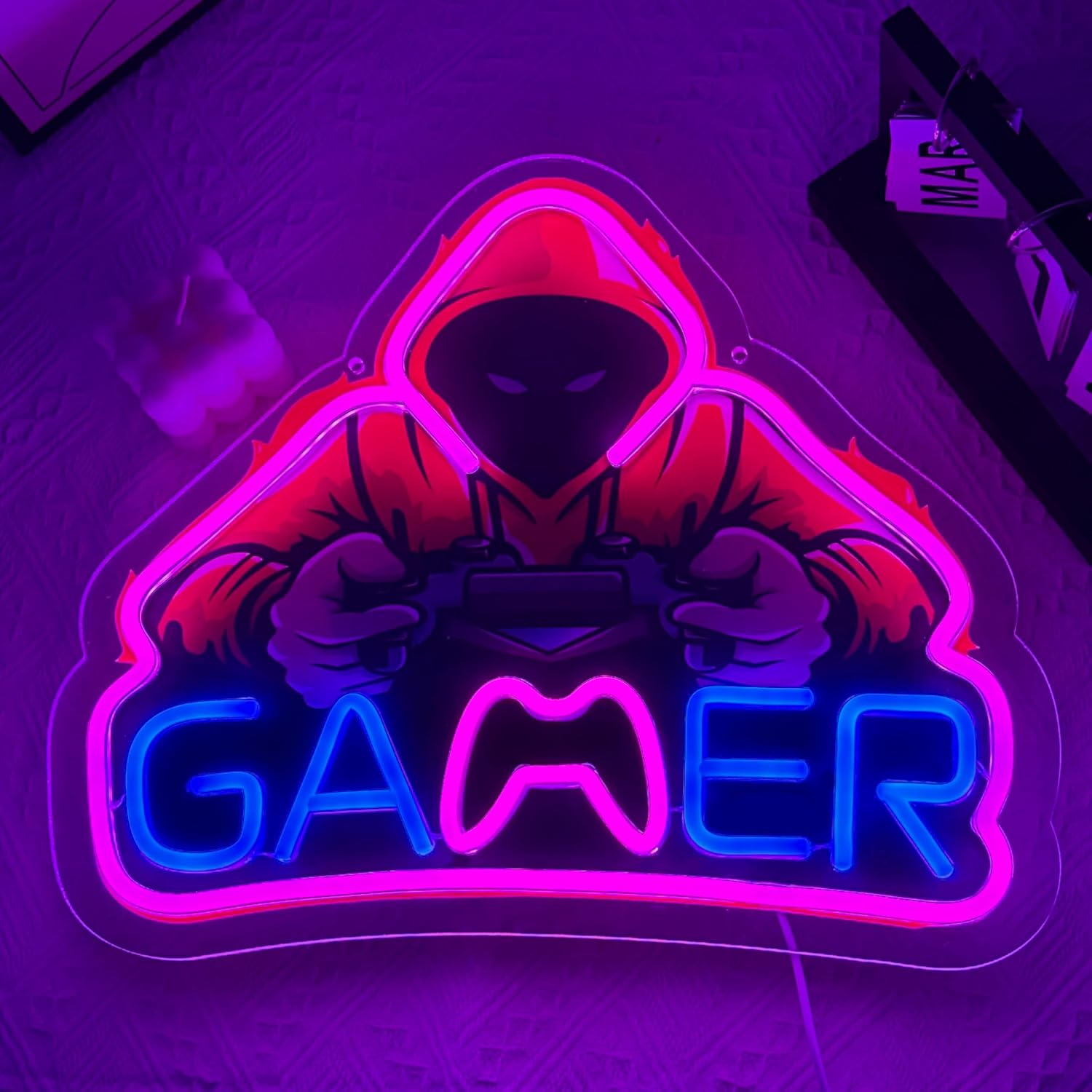 Gamingzone LED Neon Schild ‚Game Zone‘ Wanddekoration fuer Gamer Teens