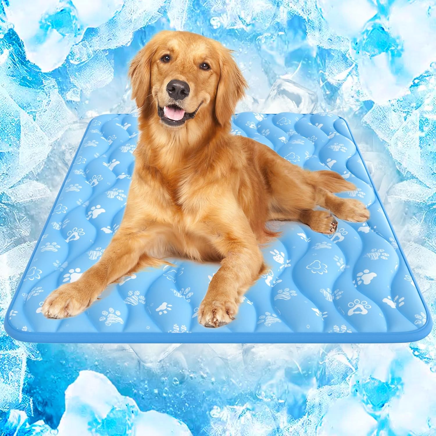 Rywell Kuehlmatte Hunde Katzen 110x80 cm rutschfest waschbar S-XXL Eisblau