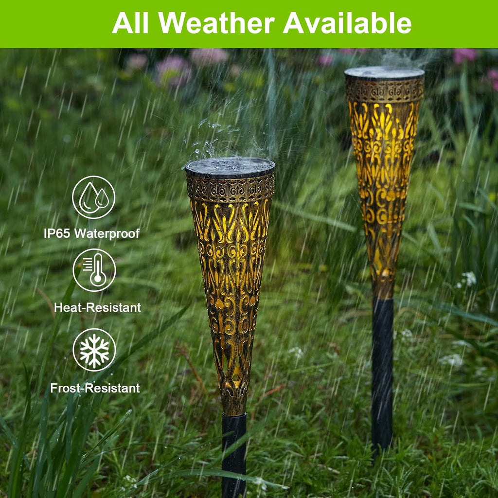 GEARLTIE Solarlampen Aussen 4er Set 800mAh warm/weiss IP65 Metall Lampion